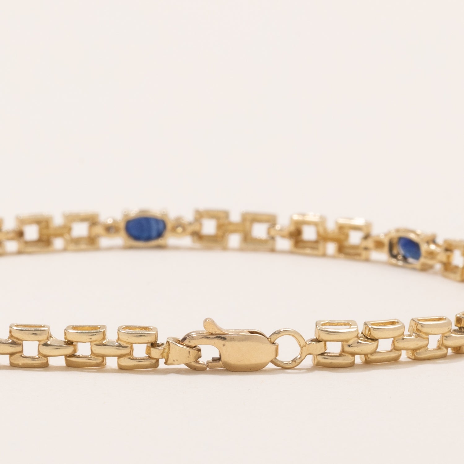 Sapphire & Diamond Panther Link Gemstone Bracelet | 1.0ctw, 0.01ctw | 7" |
