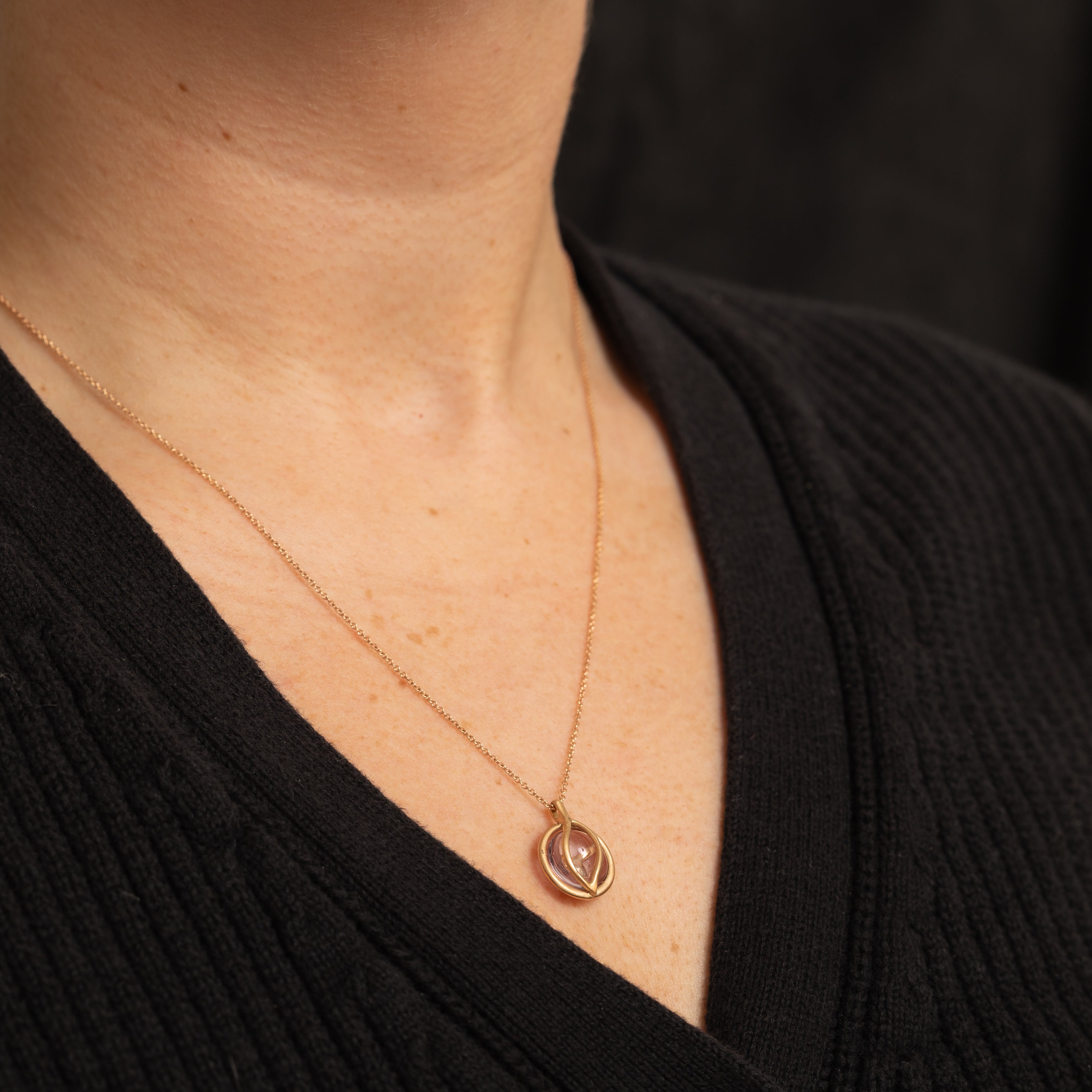 'Carelle' Brooke Leaf Rose De France Pendant Necklace | 3.5ct | 18" |