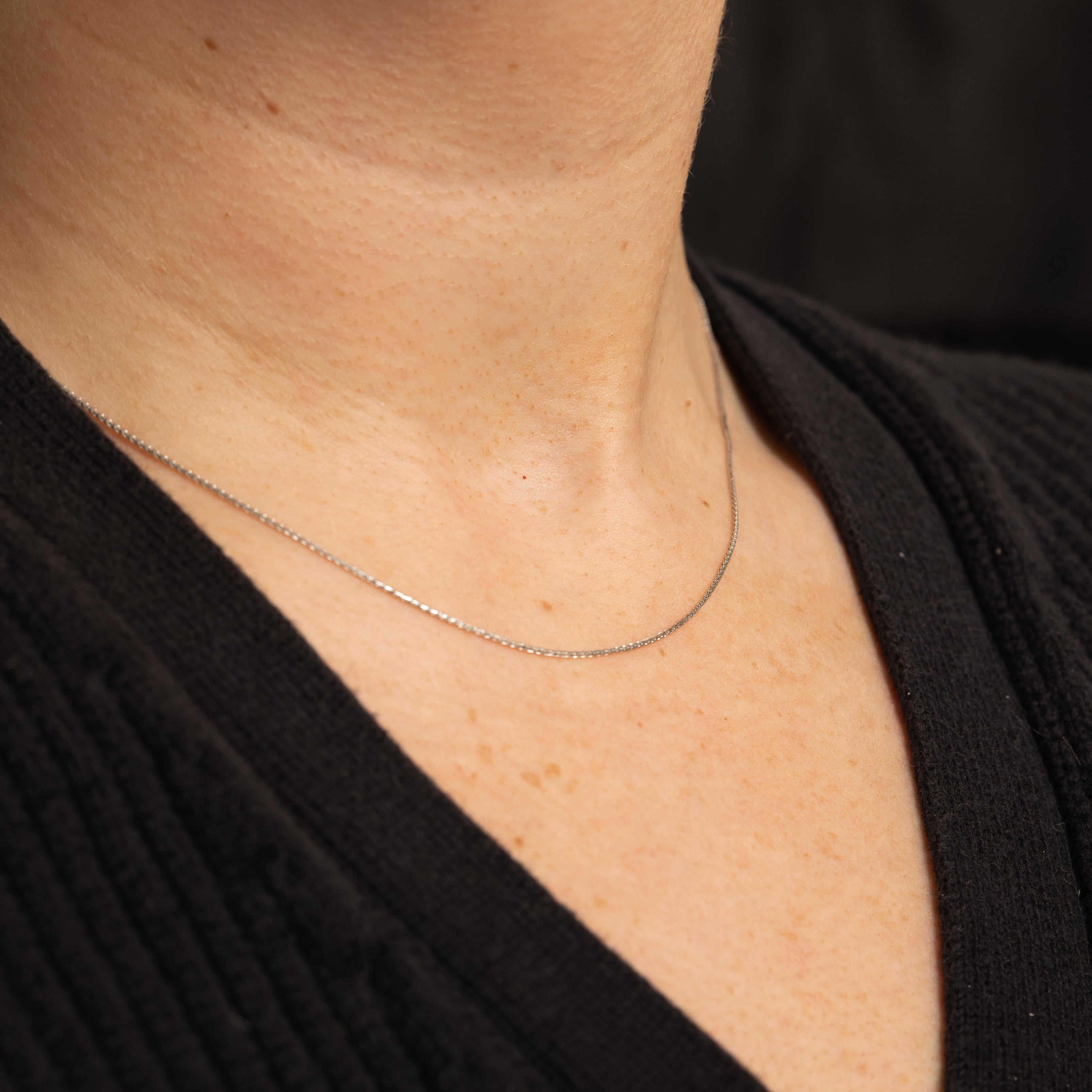 Collier chaîne queue de renard en or blanc 18 carats | 16" |