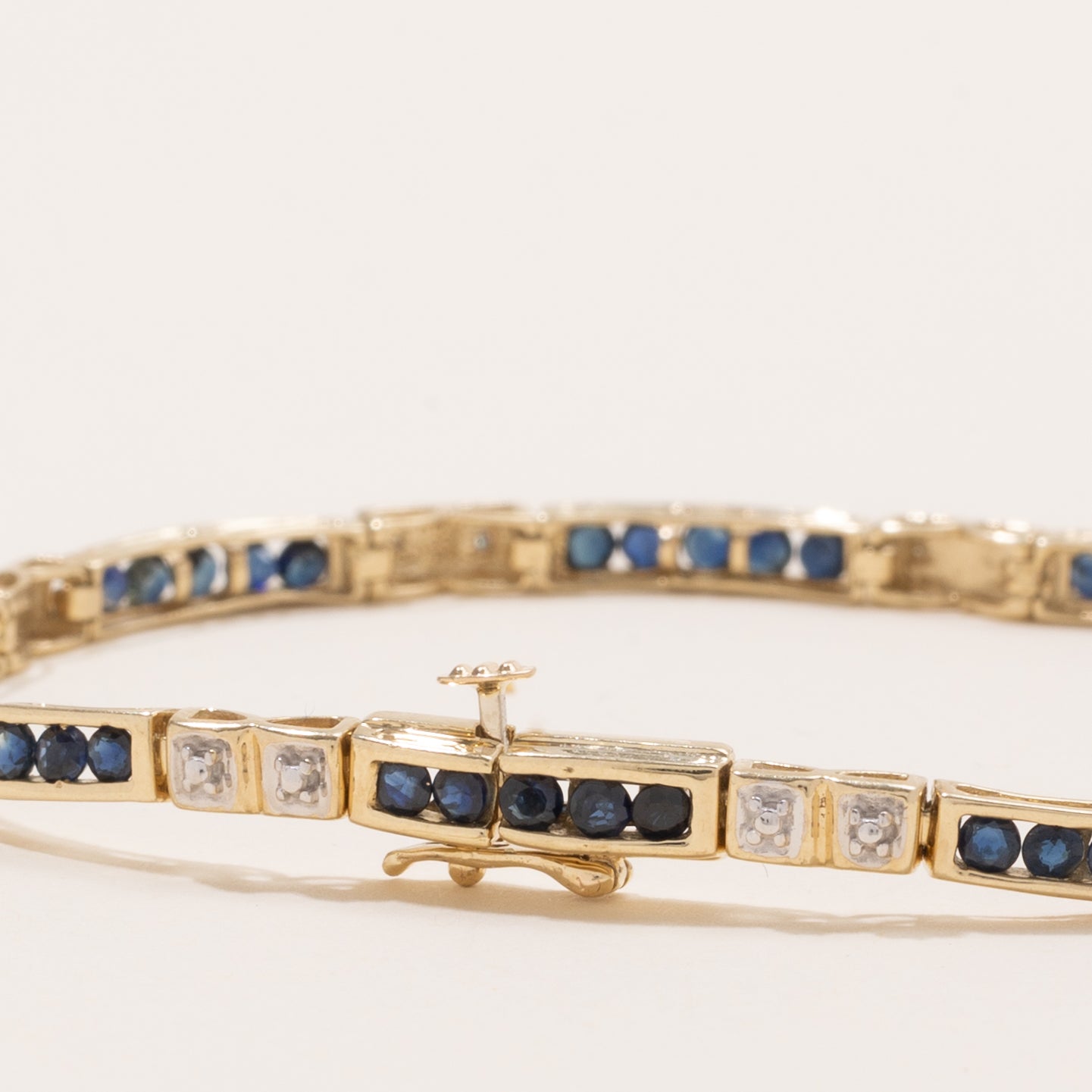 Channel Set Sapphire & Diamond Gemstone Bracelet | 2.0ctw, 0.04ctw | 7.25" |
