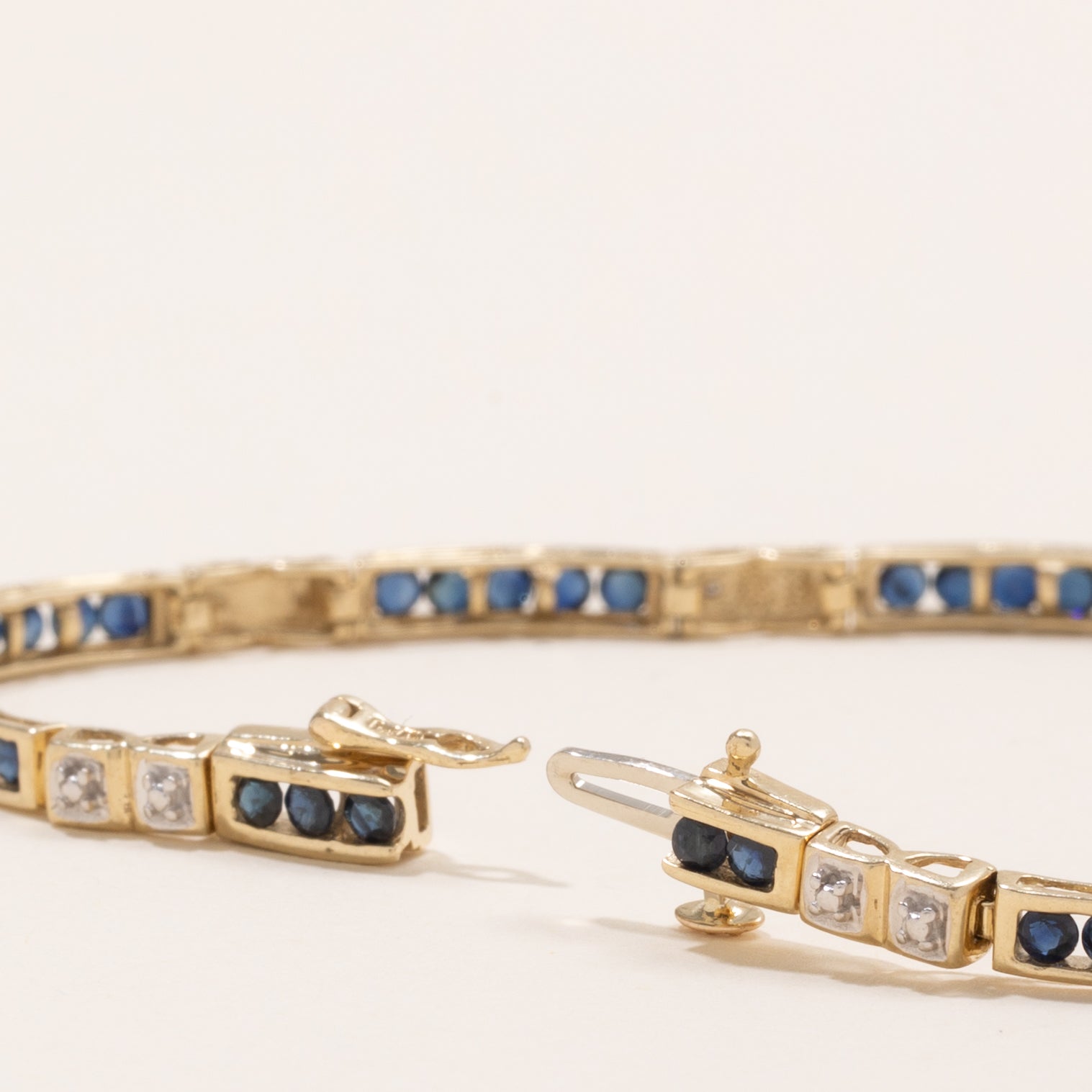 Channel Set Sapphire & Diamond Gemstone Bracelet | 2.0ctw, 0.04ctw | 7.25" |