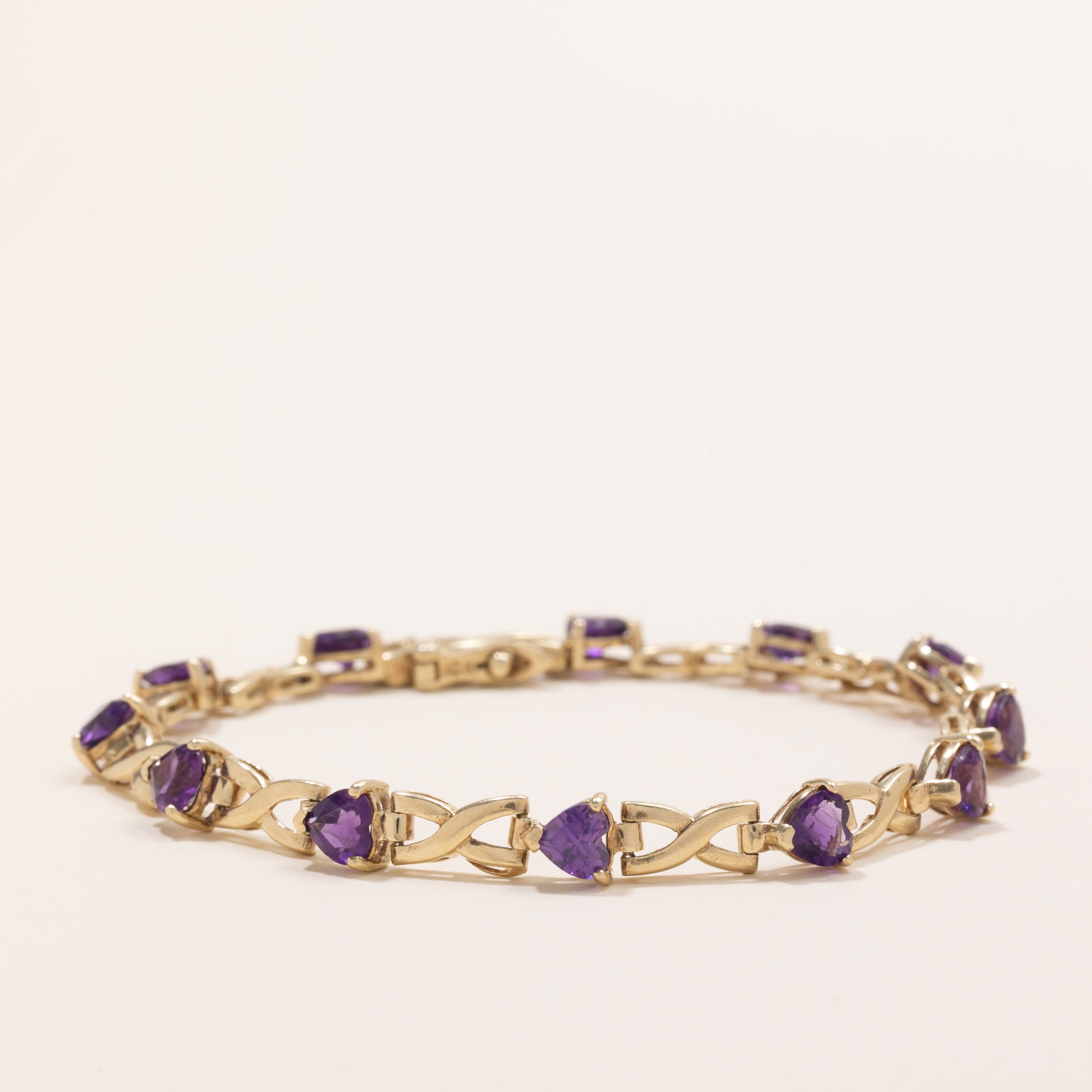 Heart Cut Amethyst Gemstone Bracelet | 4.5ctw | 7.5" |
