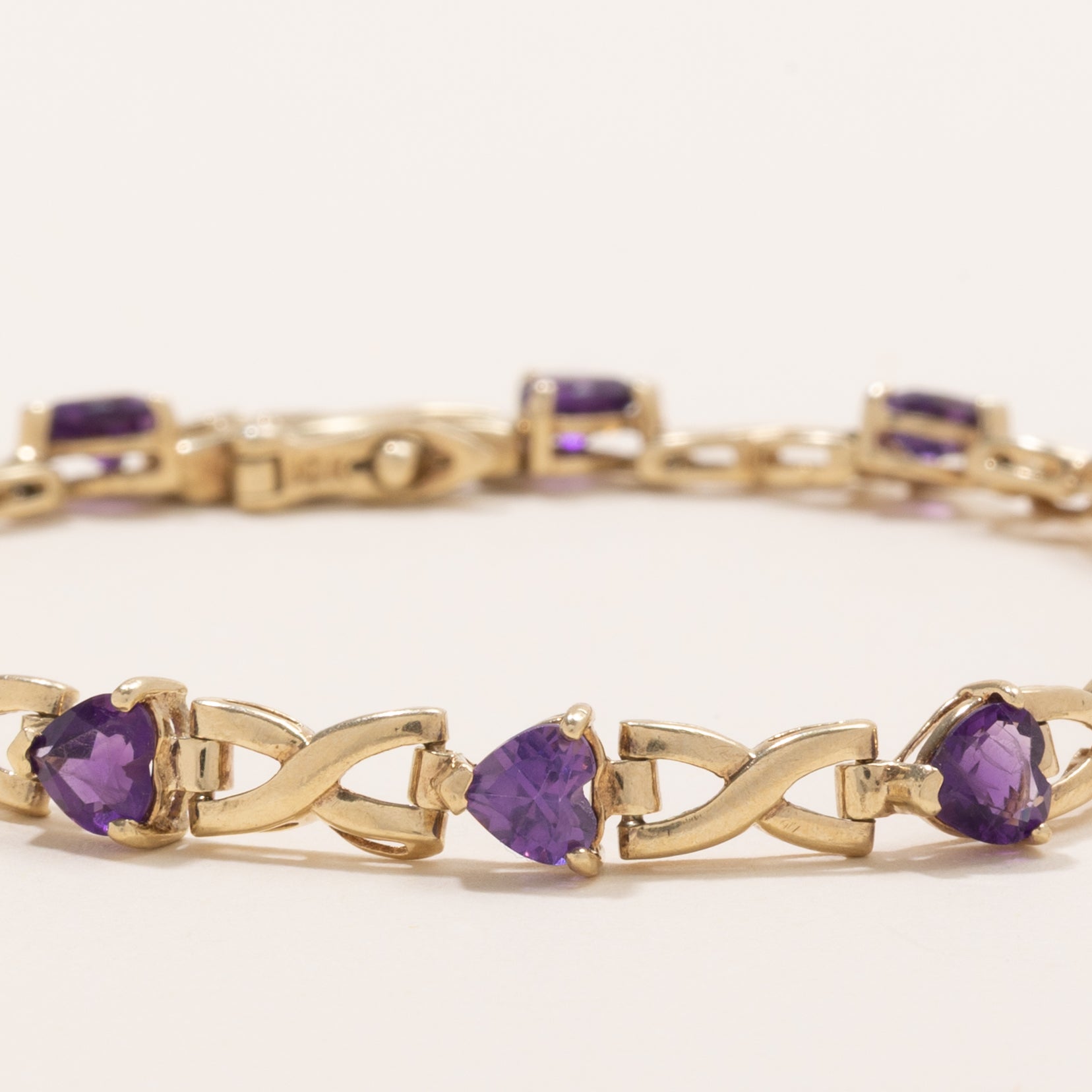 Heart Cut Amethyst Gemstone Bracelet | 4.5ctw | 7.5" |