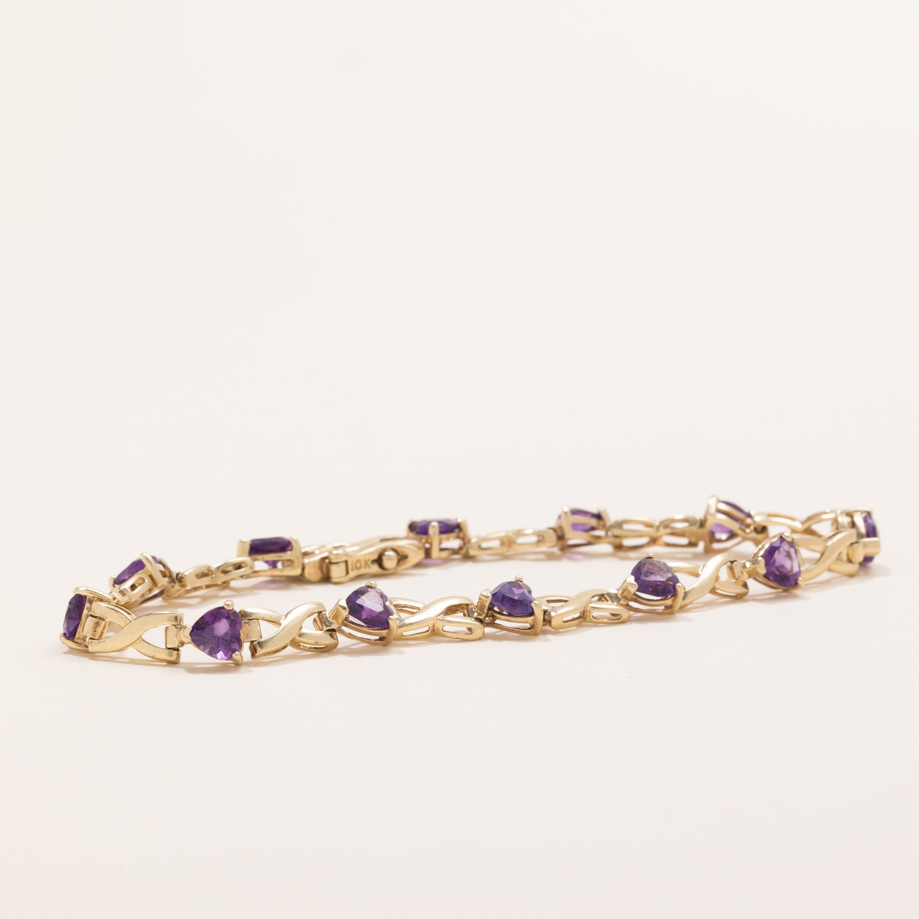 Heart Cut Amethyst Gemstone Bracelet | 4.5ctw | 7.5" |