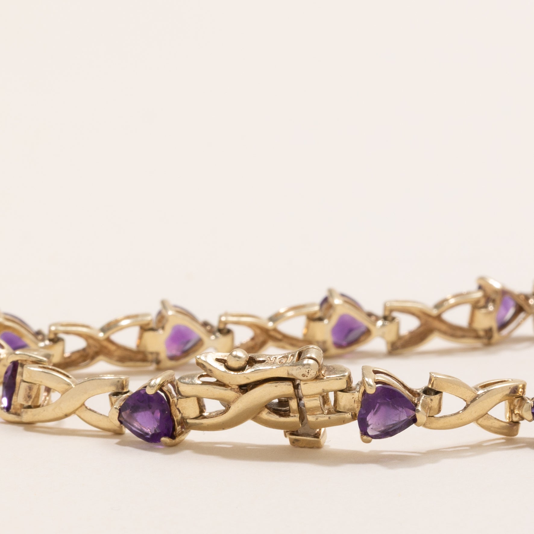 Heart Cut Amethyst Gemstone Bracelet | 4.5ctw | 7.5" |