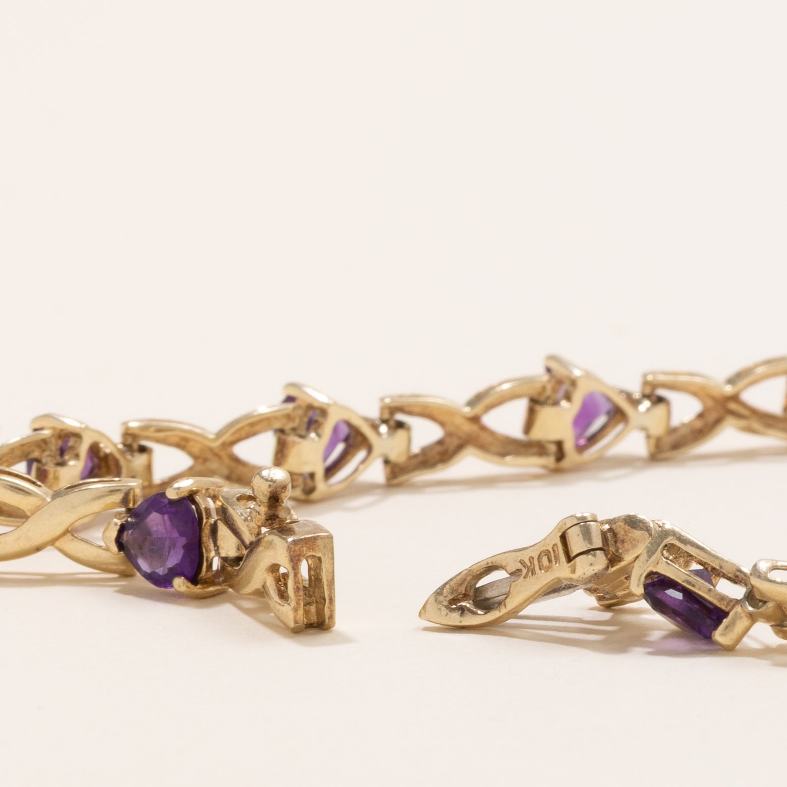 Heart Cut Amethyst Gemstone Bracelet | 4.5ctw | 7.5" |
