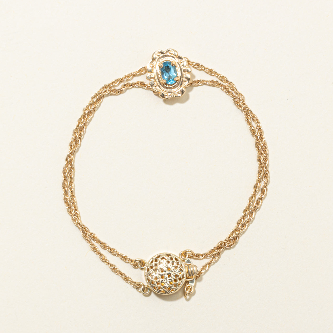 Blue Topaz Ornate Double Rope Chain Bracelet | 0.33ct | 7"