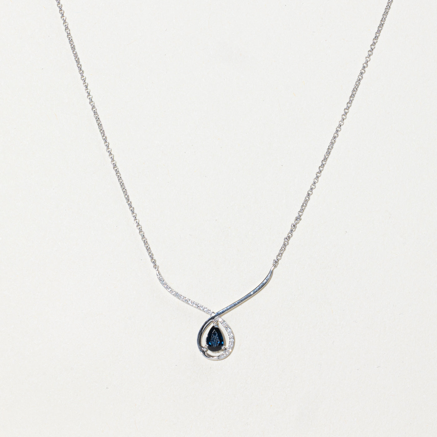 Sapphire & Diamond Pendant Necklace | 0.35ct, 0.03ctw | 18"