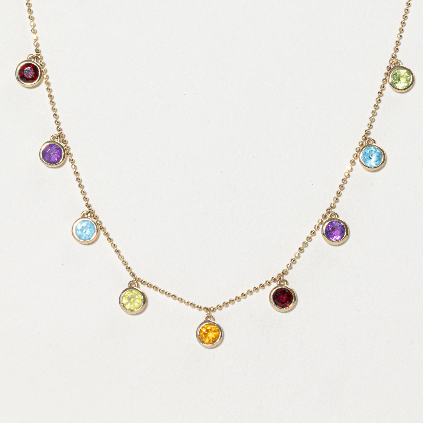 Multi Gemstone Satellite Pendant Necklace | 2.04ctw | 20"