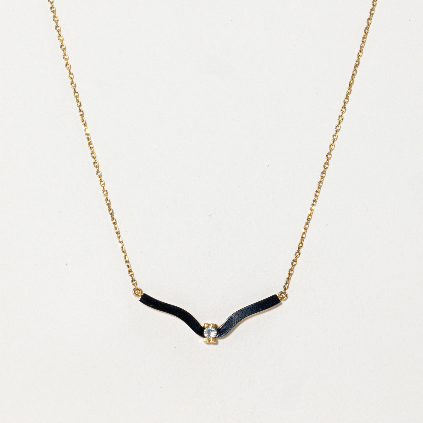 18k Onyx & Diamond Pendant Necklace | 0.98ctw, 0.10ct | 16"