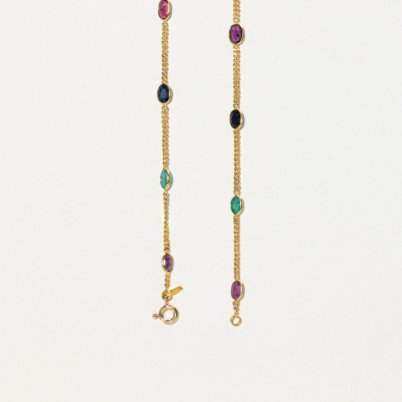 18k Bezel Set Multi Gemstone Satellite Pendant Necklace | 4.48ctw | 18"