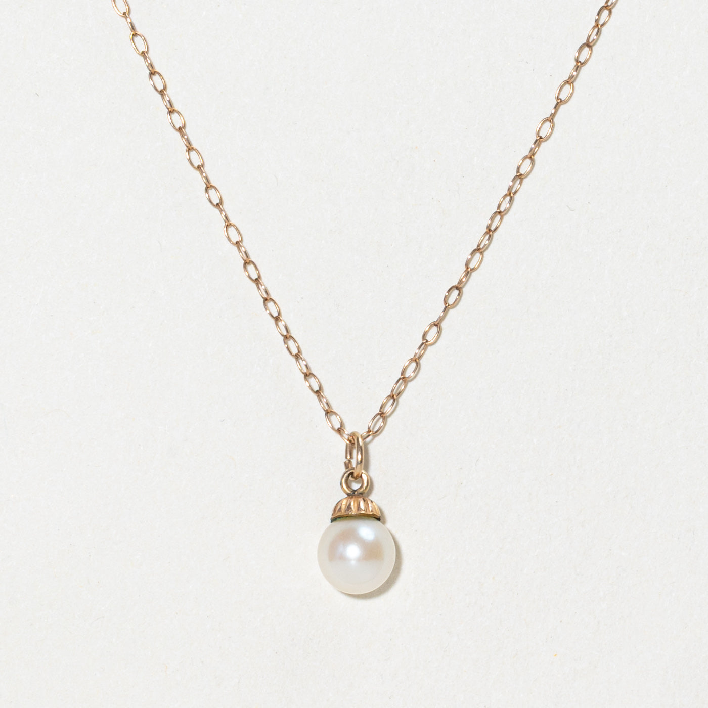 Solitaire Pearl Pendant Necklace | 15"
