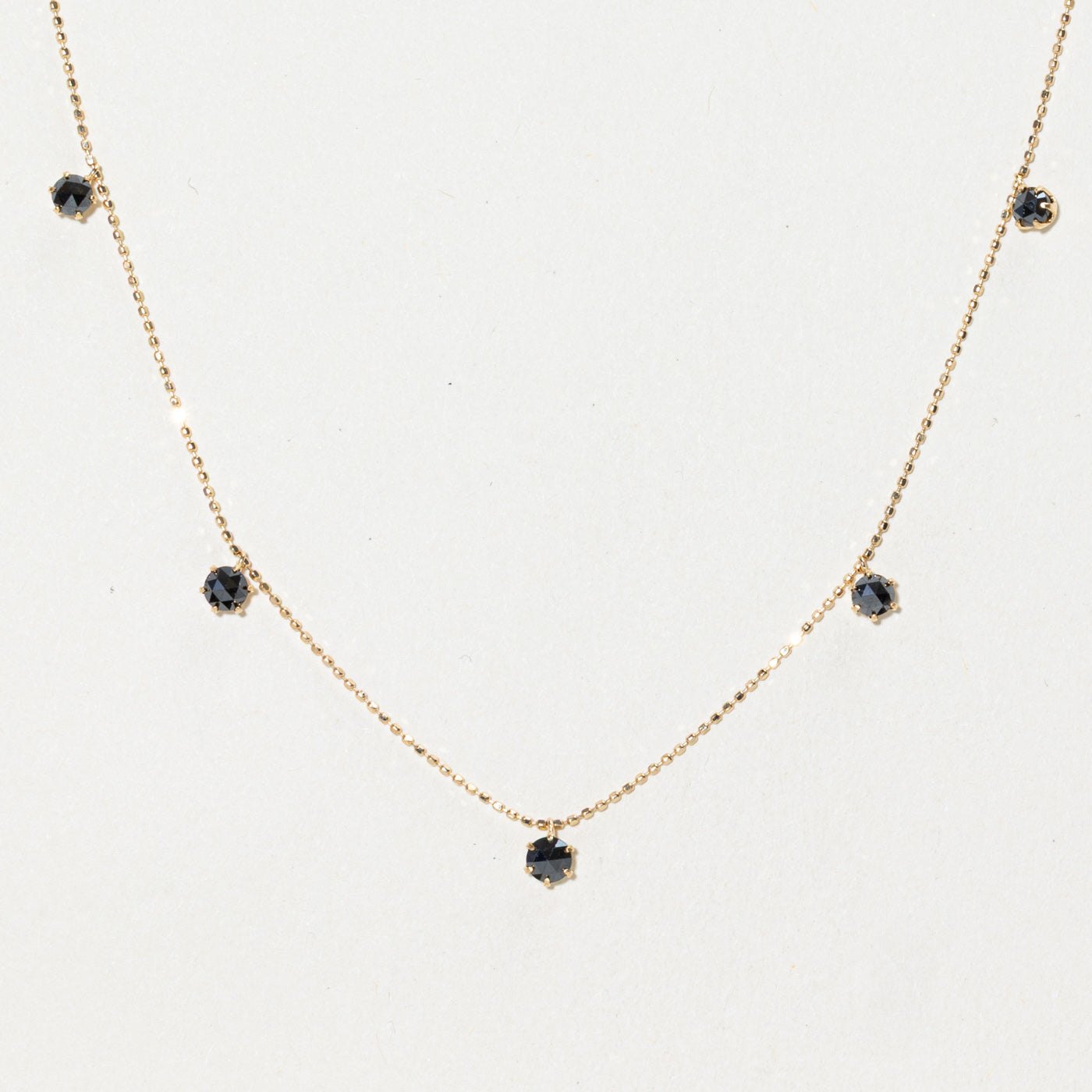 18k Rose Cut Black Diamond Satellite Pendant Necklace | 1.05ctw | 18"
