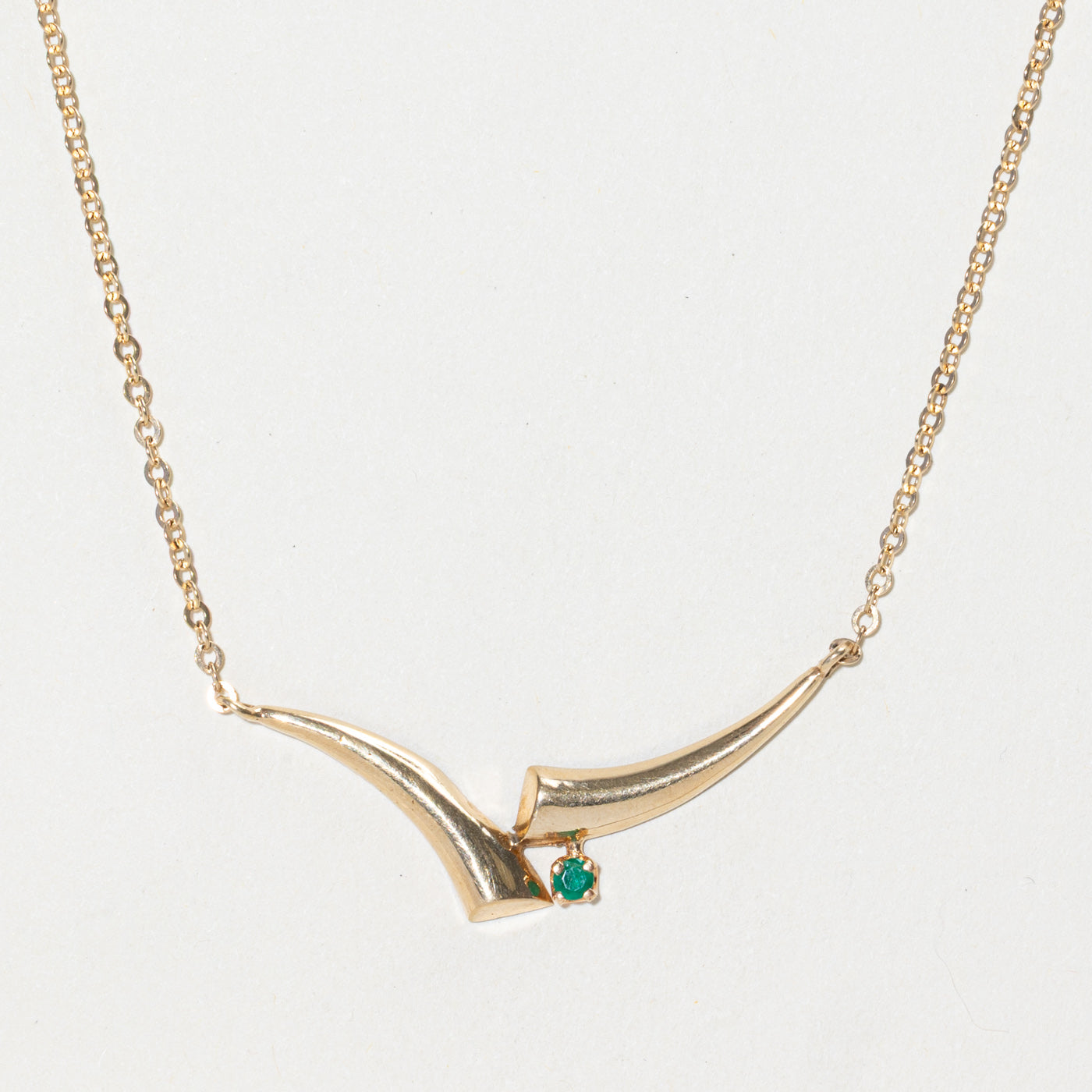 Emerald Bypass Pendant Necklace | 0.09ct | 15"