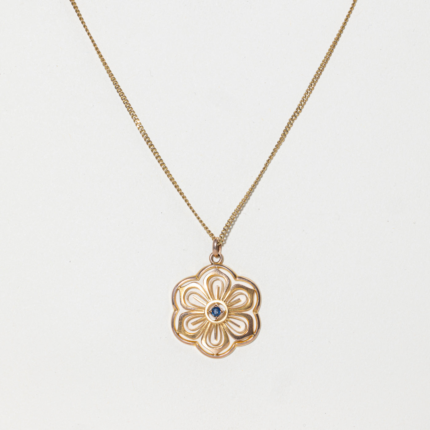 Sapphire Flower Pendant Necklace | 0.07ct | 21"
