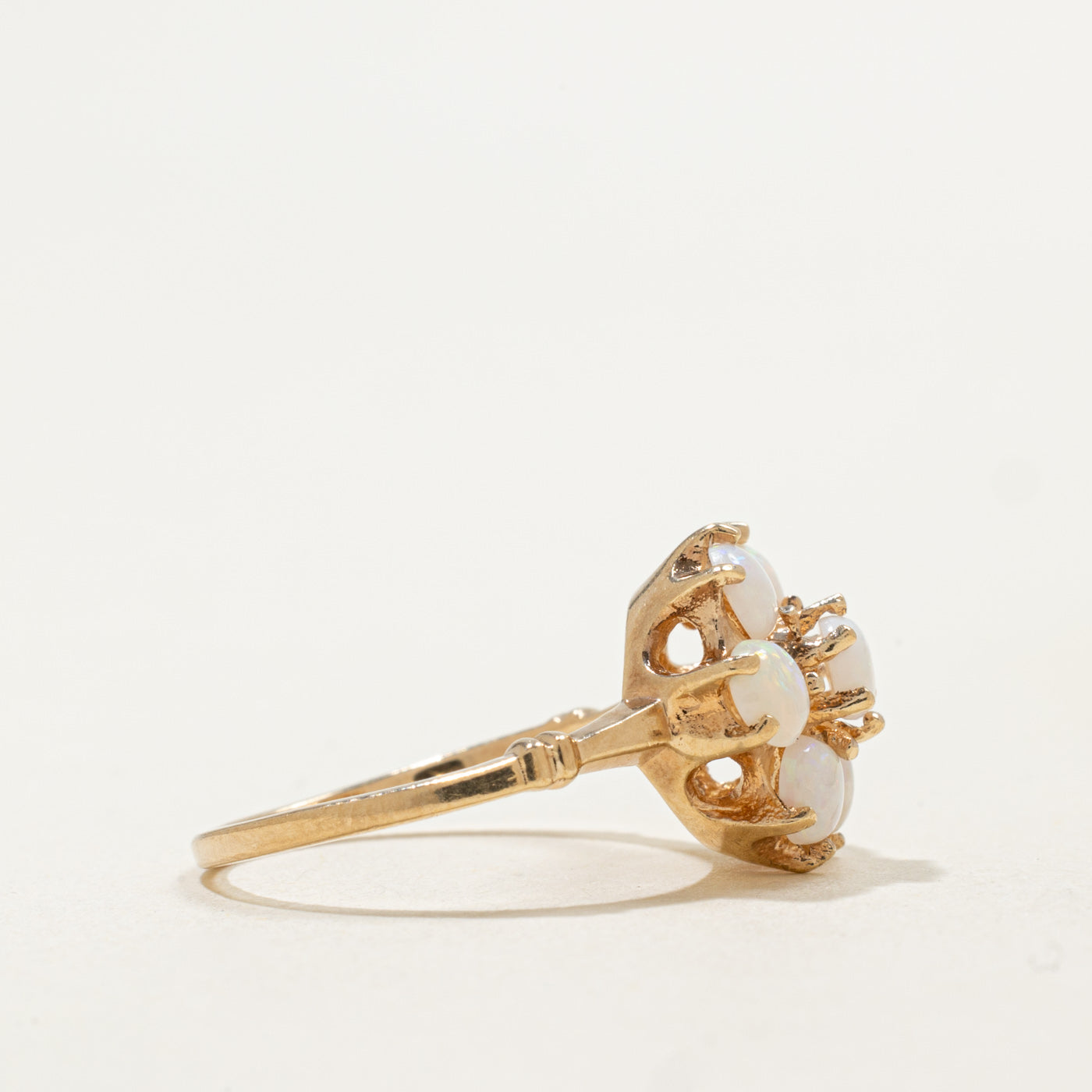 Bague en or 10 carats avec cabochon d'opale à motif floral | 1,00 ct | Taille 4,75