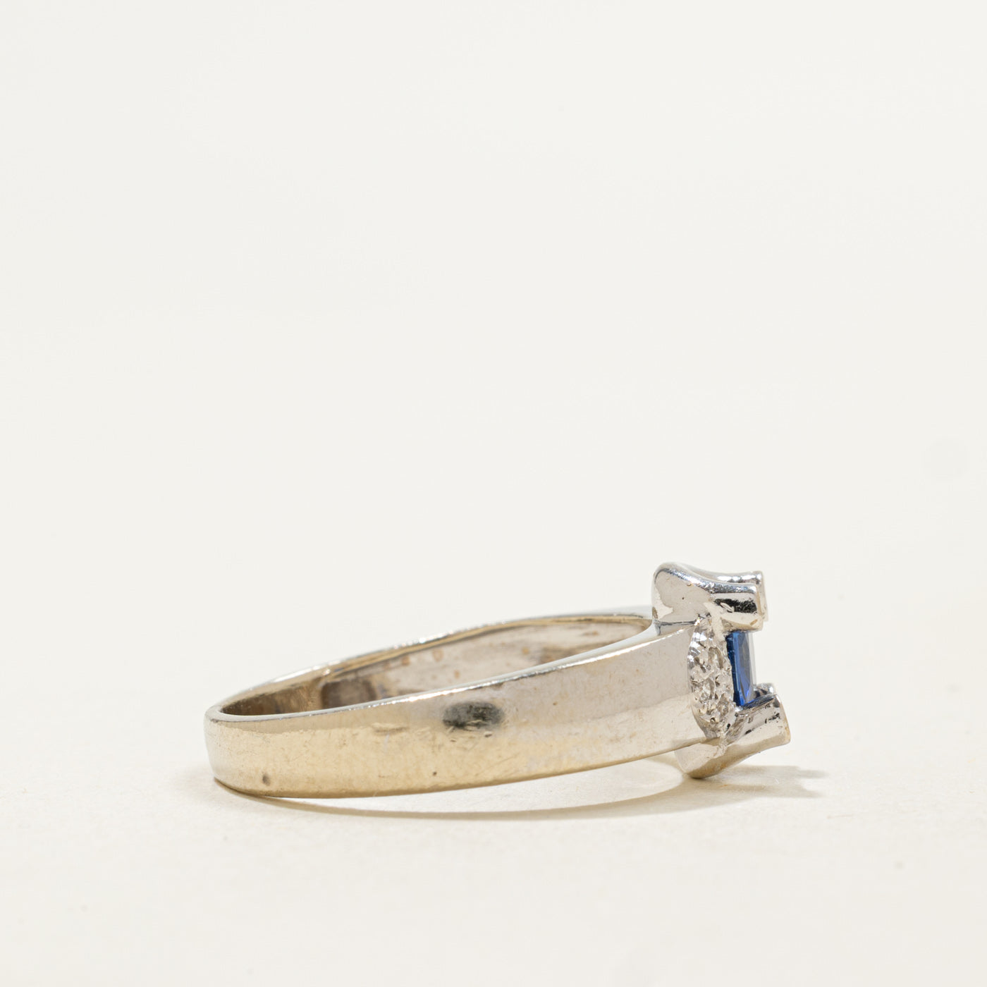14K Oval Cut Sapphire & Diamond Accented Ring | 0.42ct, 0.07ctw | SZ 7.0