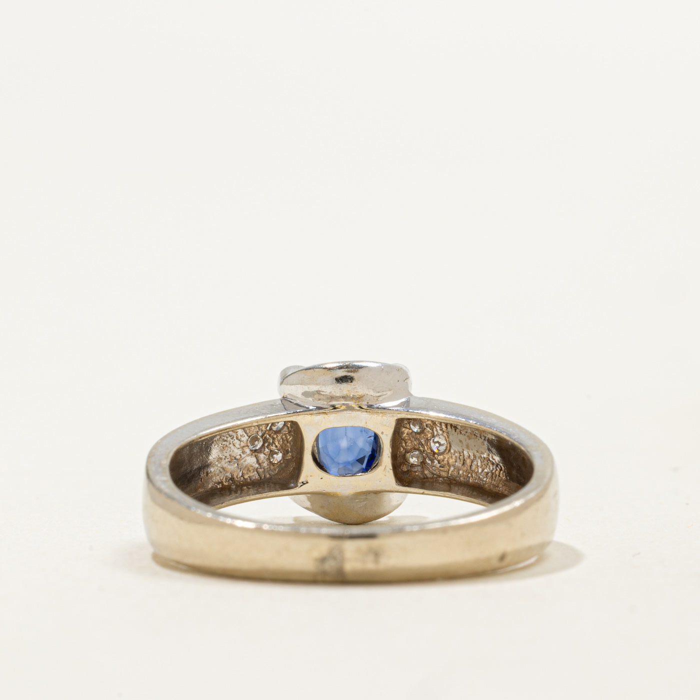 14K Oval Cut Sapphire & Diamond Accented Ring | 0.42ct, 0.07ctw | SZ 7.0