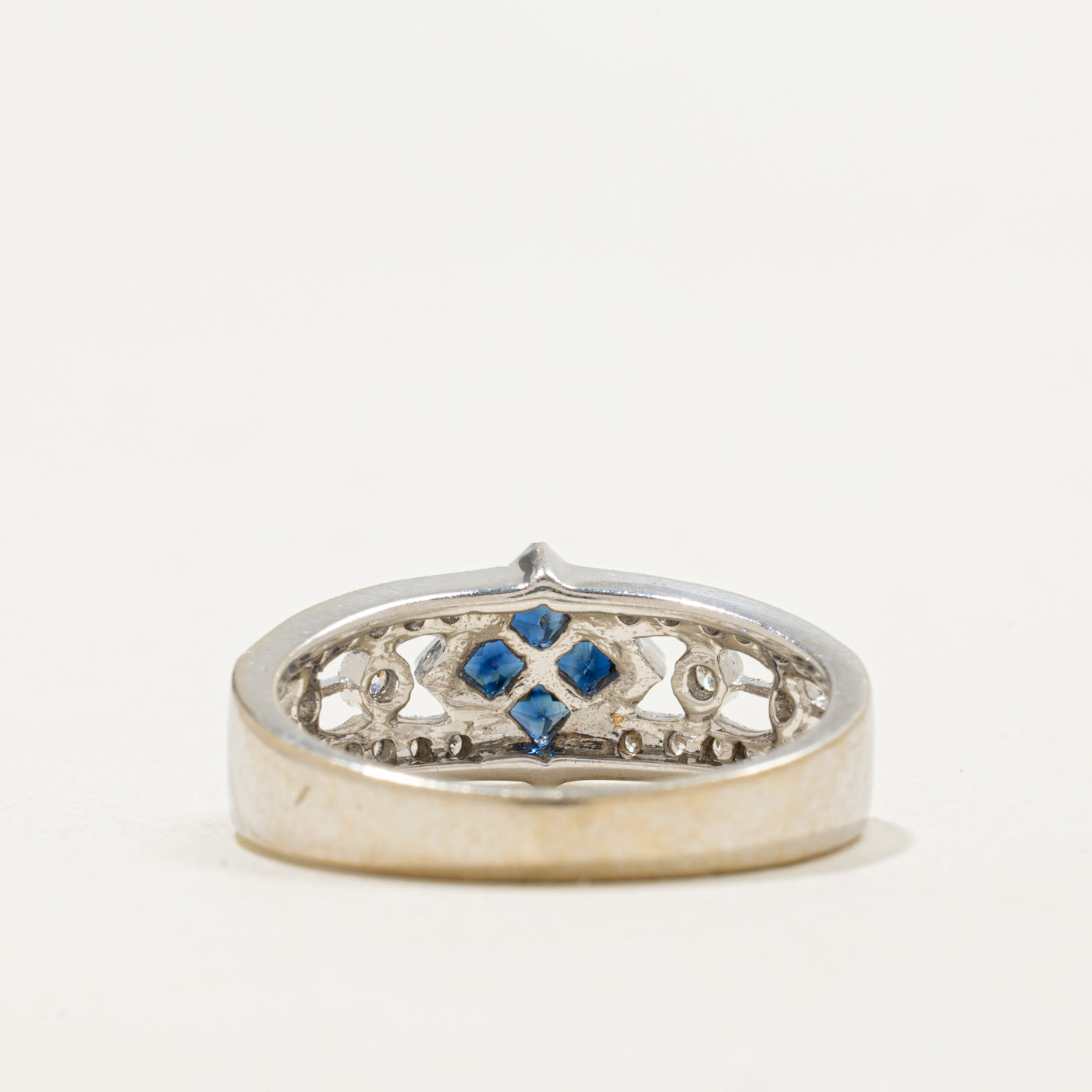 18K Invisible Set Sapphire & Diamond Accented Ring | 0.28ctw, 0.18ctw | SZ 6.75