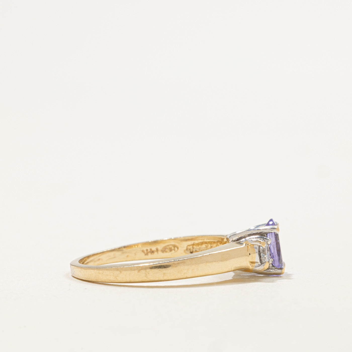 14K Oval Cut Tanzanite & Diamond Accented Ring | 0.77ct, 0.24ctw | SZ 8.5