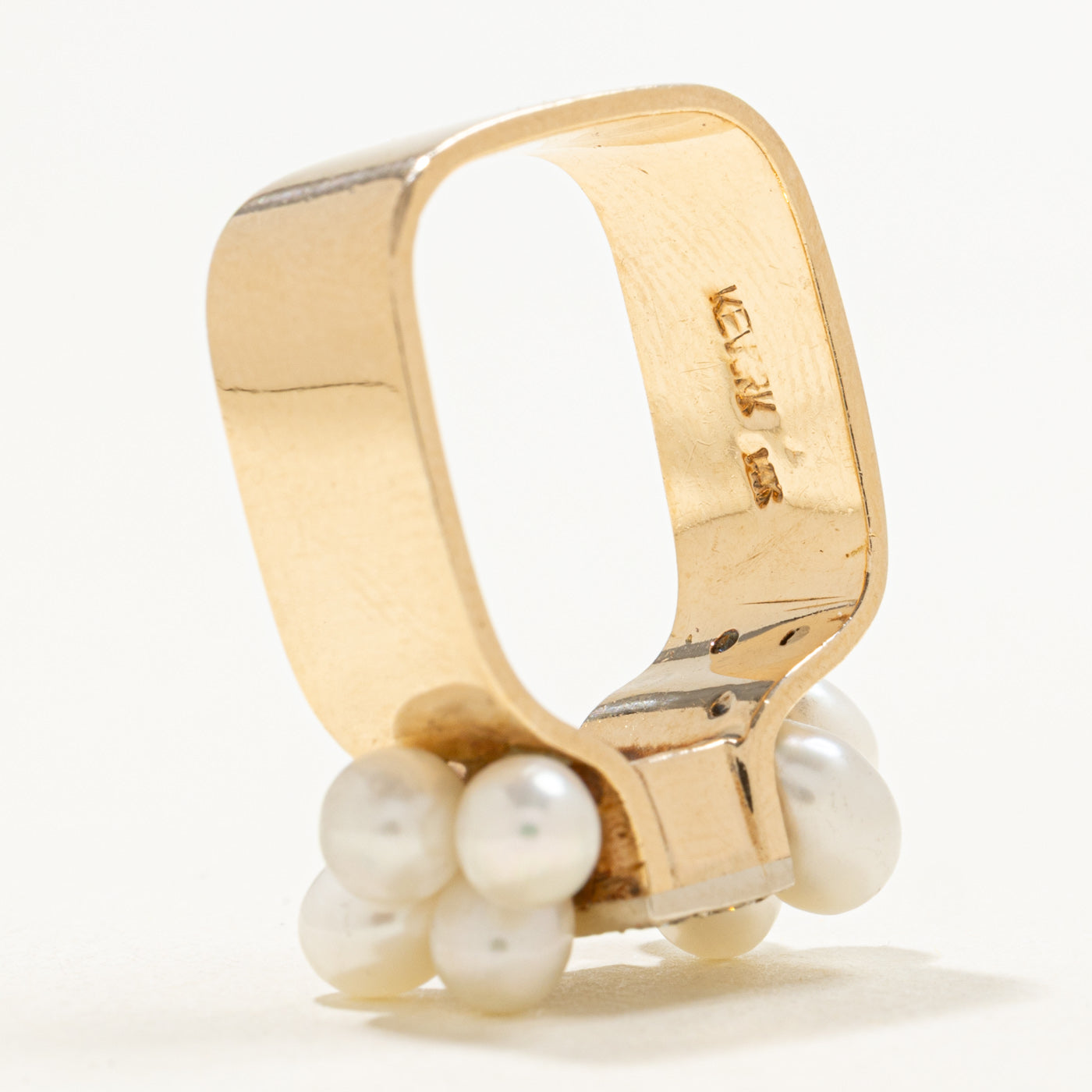 14K Diamond Grid & Pearl Cluster Cocktail Ring | 0.30ctw | SZ 6.0