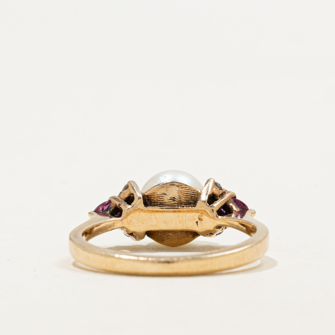 10K Pearl, Ruby & Diamond Accented Ring | 0.16ctw, 0.08ctw | SZ 5.75
