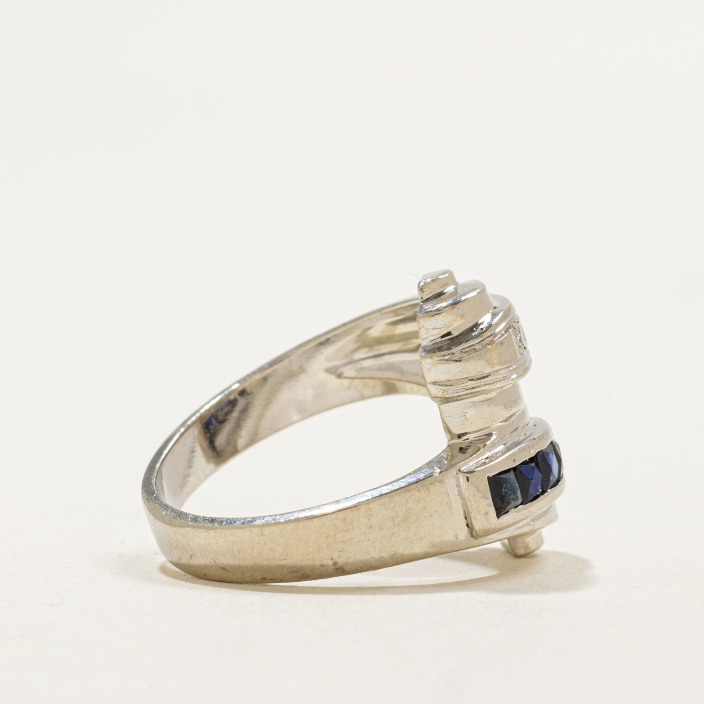 14K French Cut Sapphire & Diamond Bypass Ring | 0.25ctw, 0.10ctw | SZ 5.5