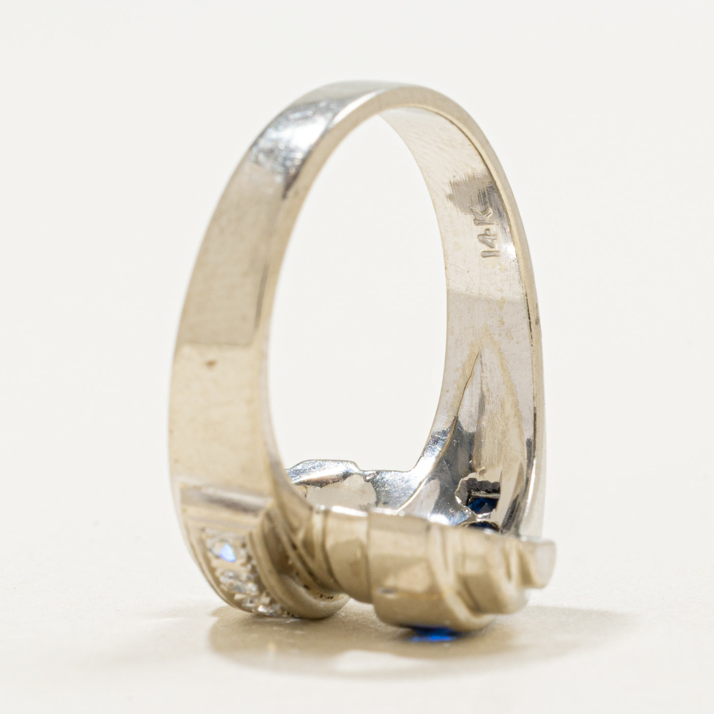 14K French Cut Sapphire & Diamond Bypass Ring | 0.25ctw, 0.10ctw | SZ 5.5