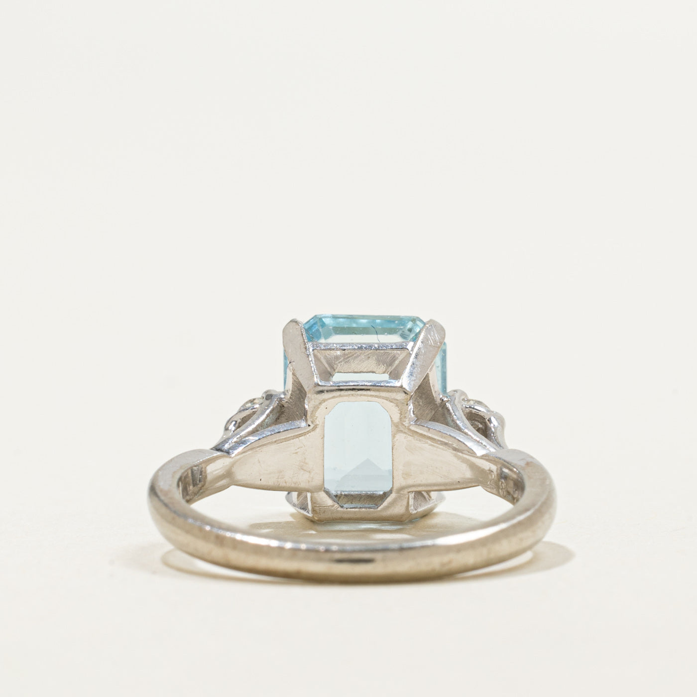 14K Emerald Cut Aquamarine & Diamond Accented Ring | 2.80ct, 0.10ctw | SZ 4.75