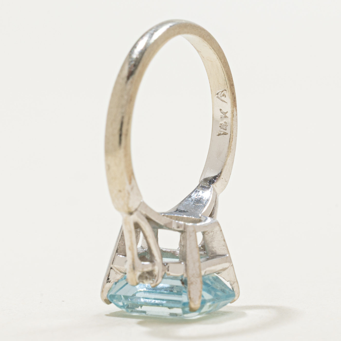 14K Emerald Cut Aquamarine & Diamond Accented Ring | 2.80ct, 0.10ctw | SZ 4.75