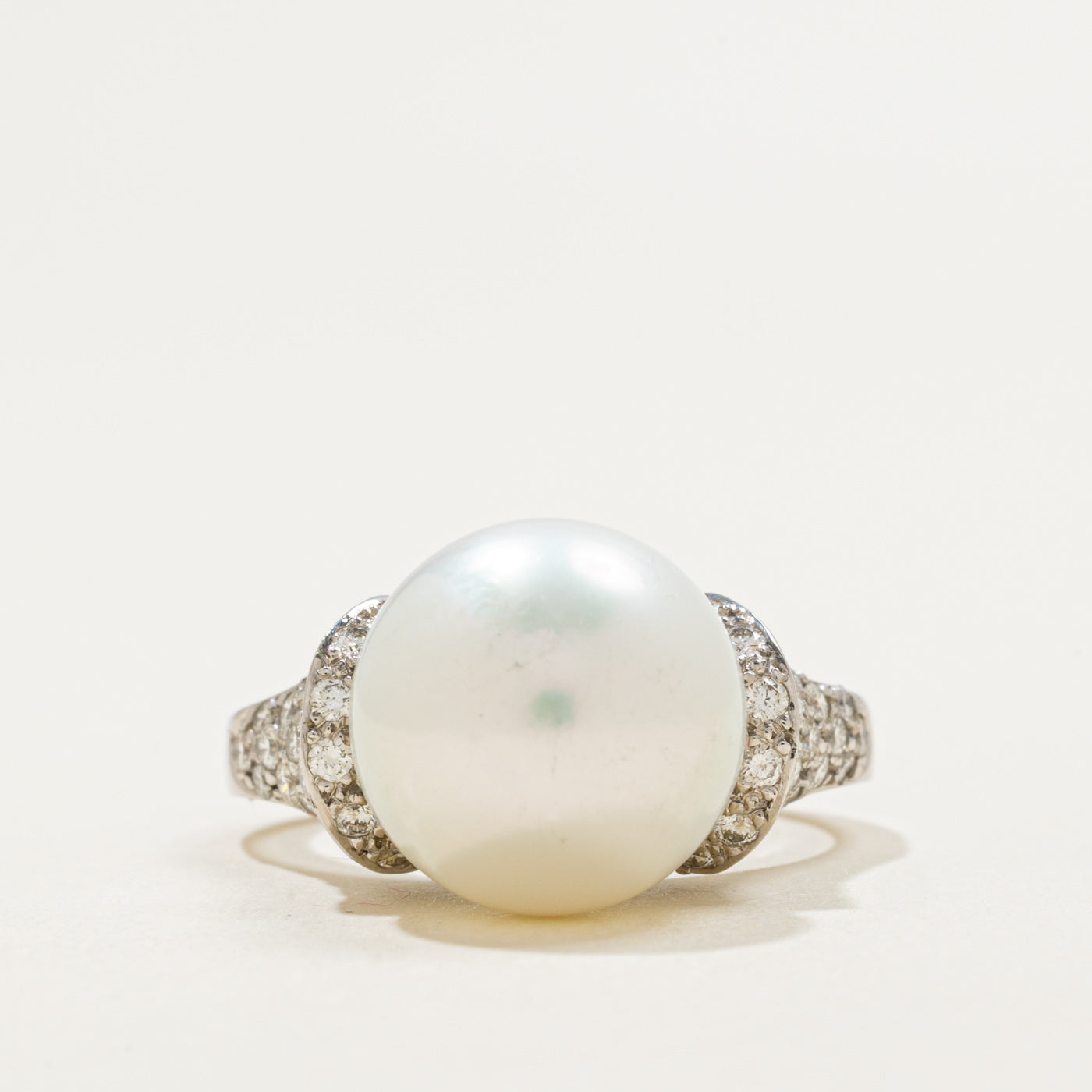18K Pearl & Diamond Accented Ring | 1.02ctw | SZ 8.25