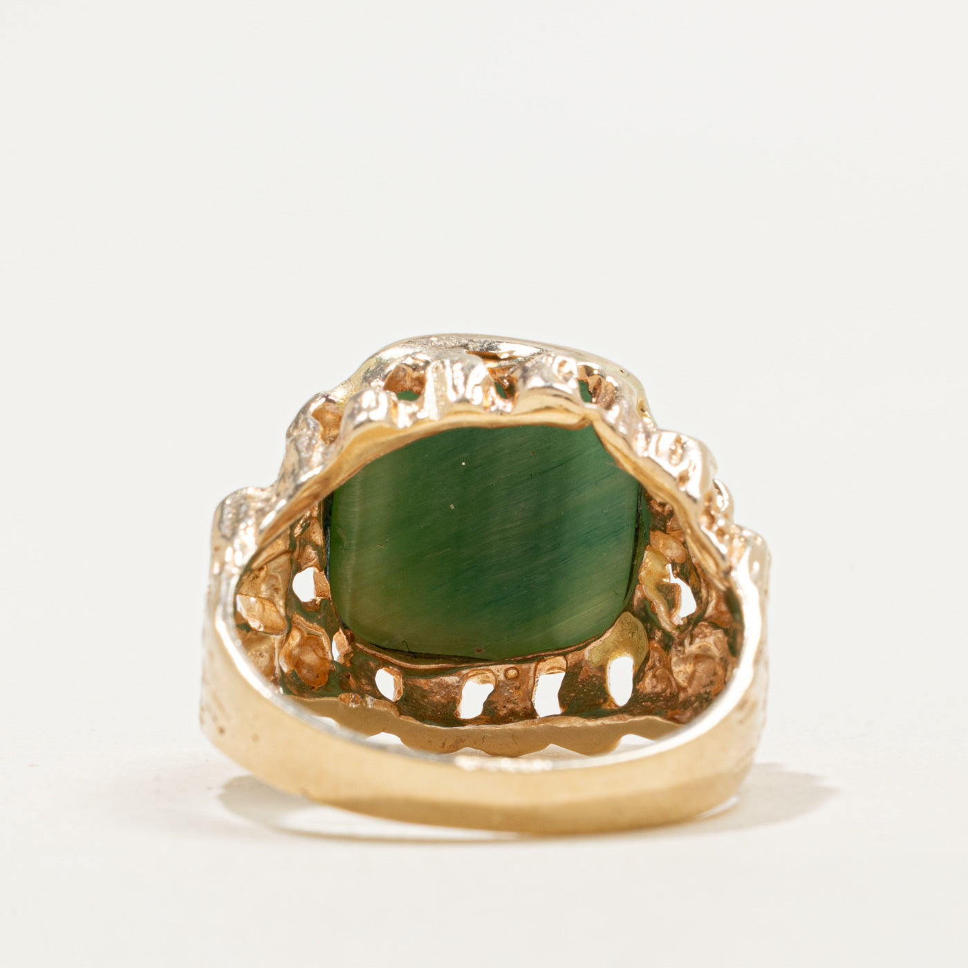 10K Cabochon Tiger's Eye Openwork Ring | 6.80ct | SZ 7.75