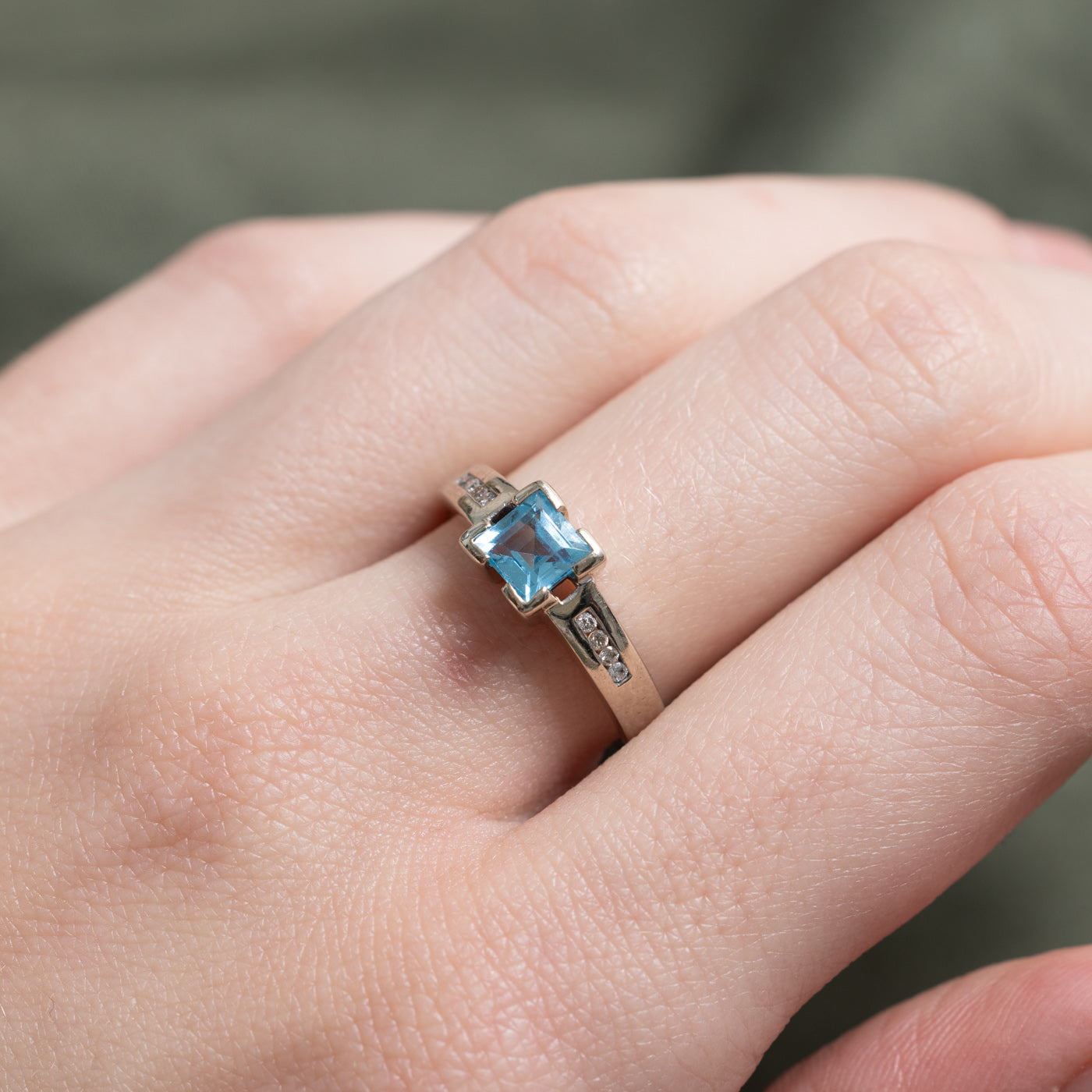 Blue Topaz & Diamond Accented Ring | SZ 6.25
