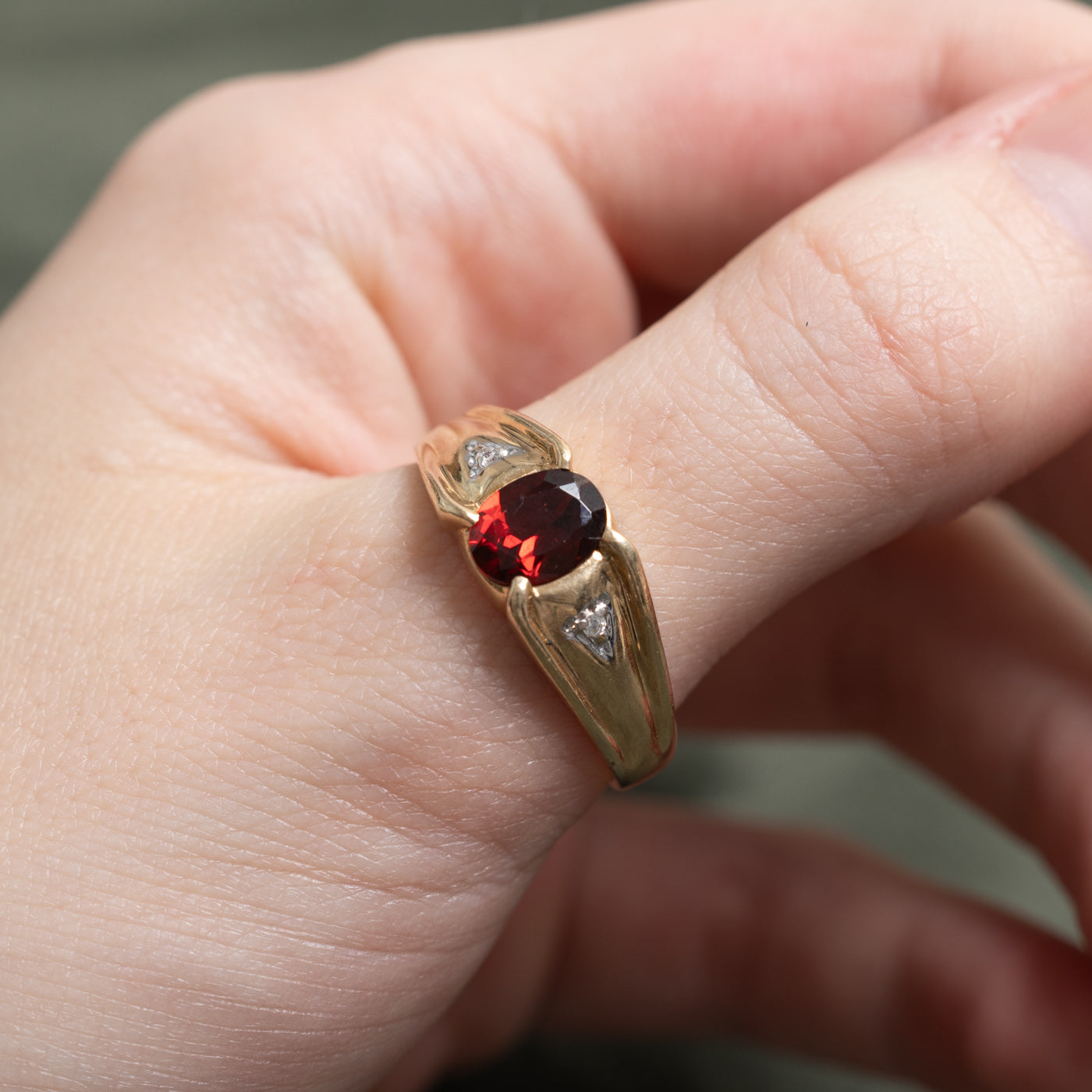 Garnet & Diamond Accented Ring | 1.30ct, 0.01ctw | SZ 12.0