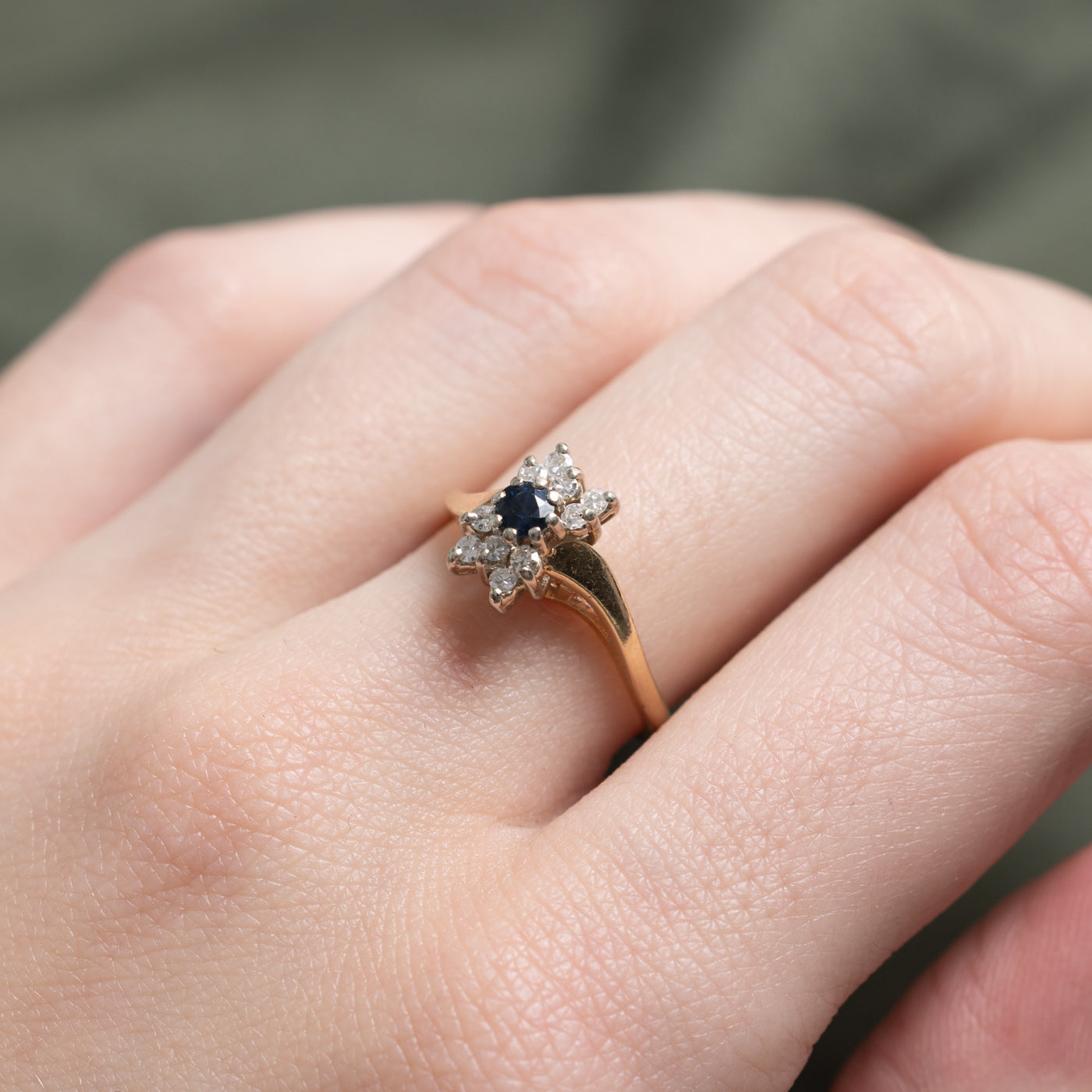 Bague Vague Pétales Saphir et Diamants | Taille 5,75