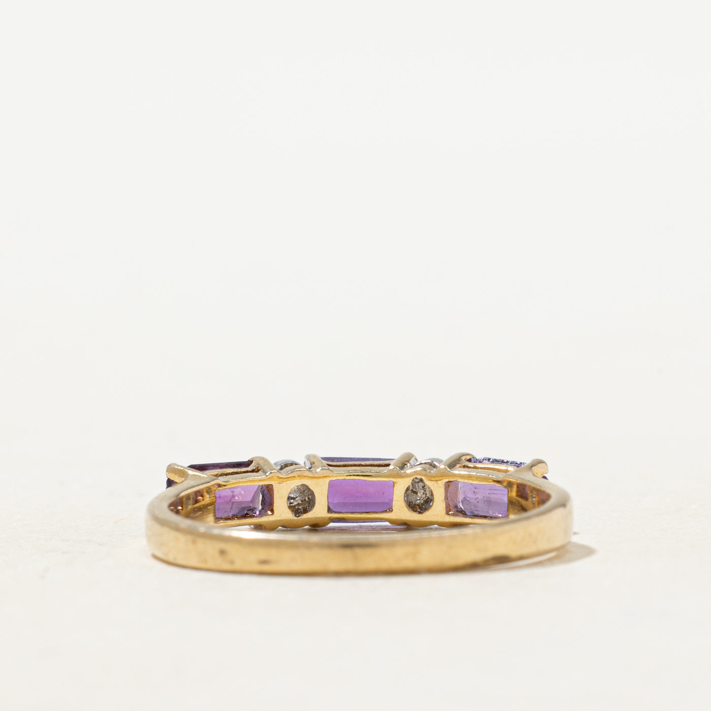 Bague trois pierres améthyste et diamants | Taille 6,25
