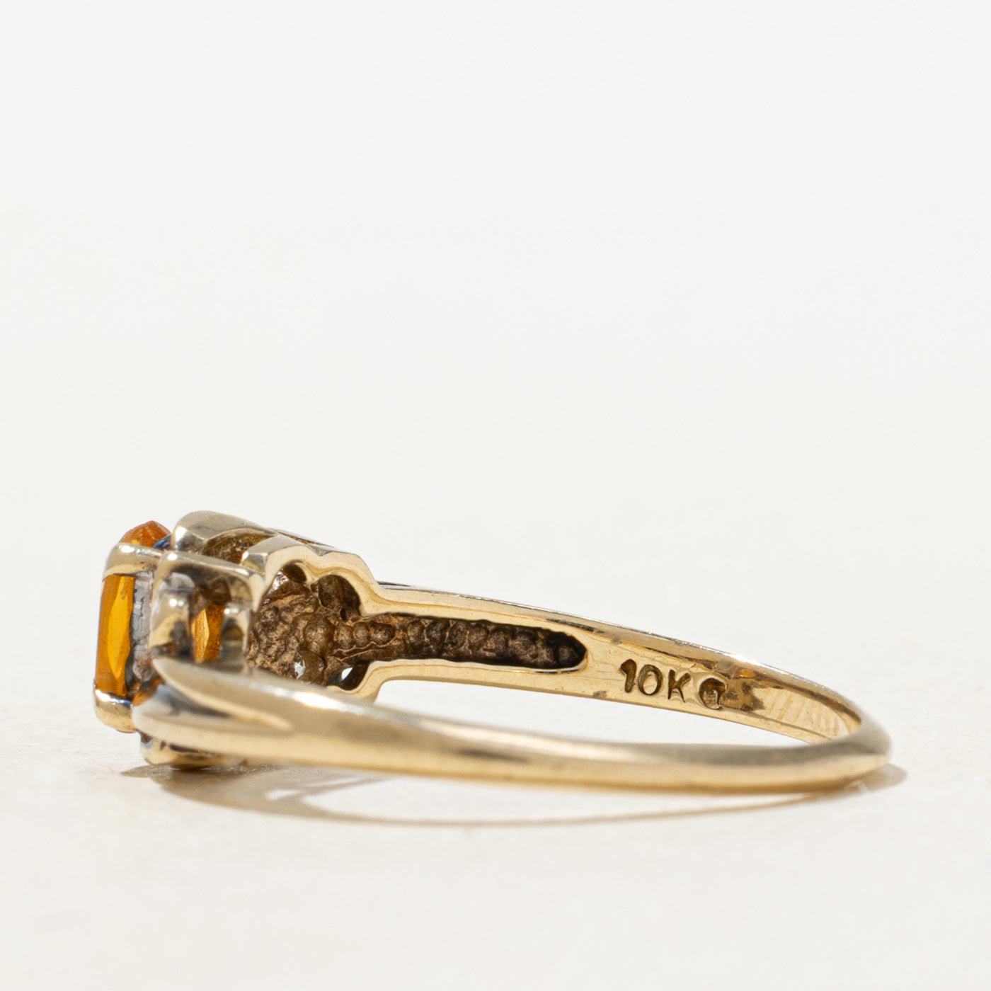 Citrine & Diamond Petal Floral Ring | SZ 5.75