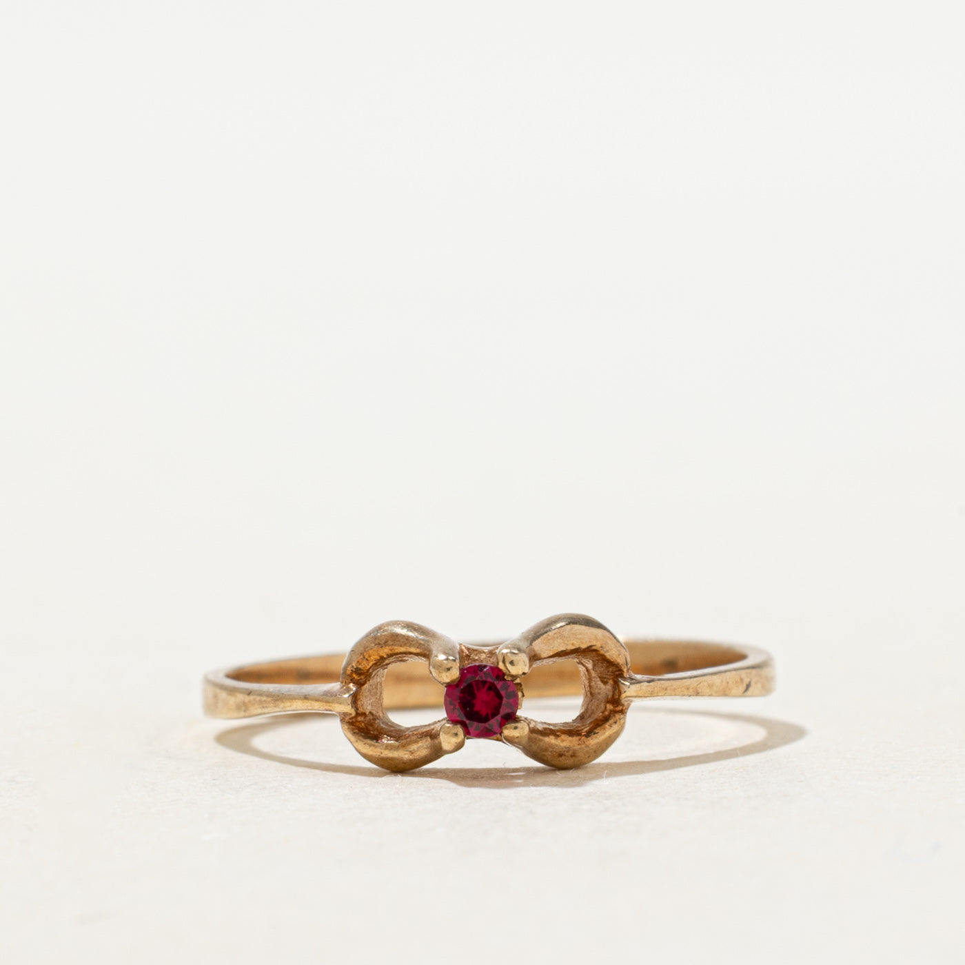 Bague nœud papillon en rubis synthétique, taille 6,25