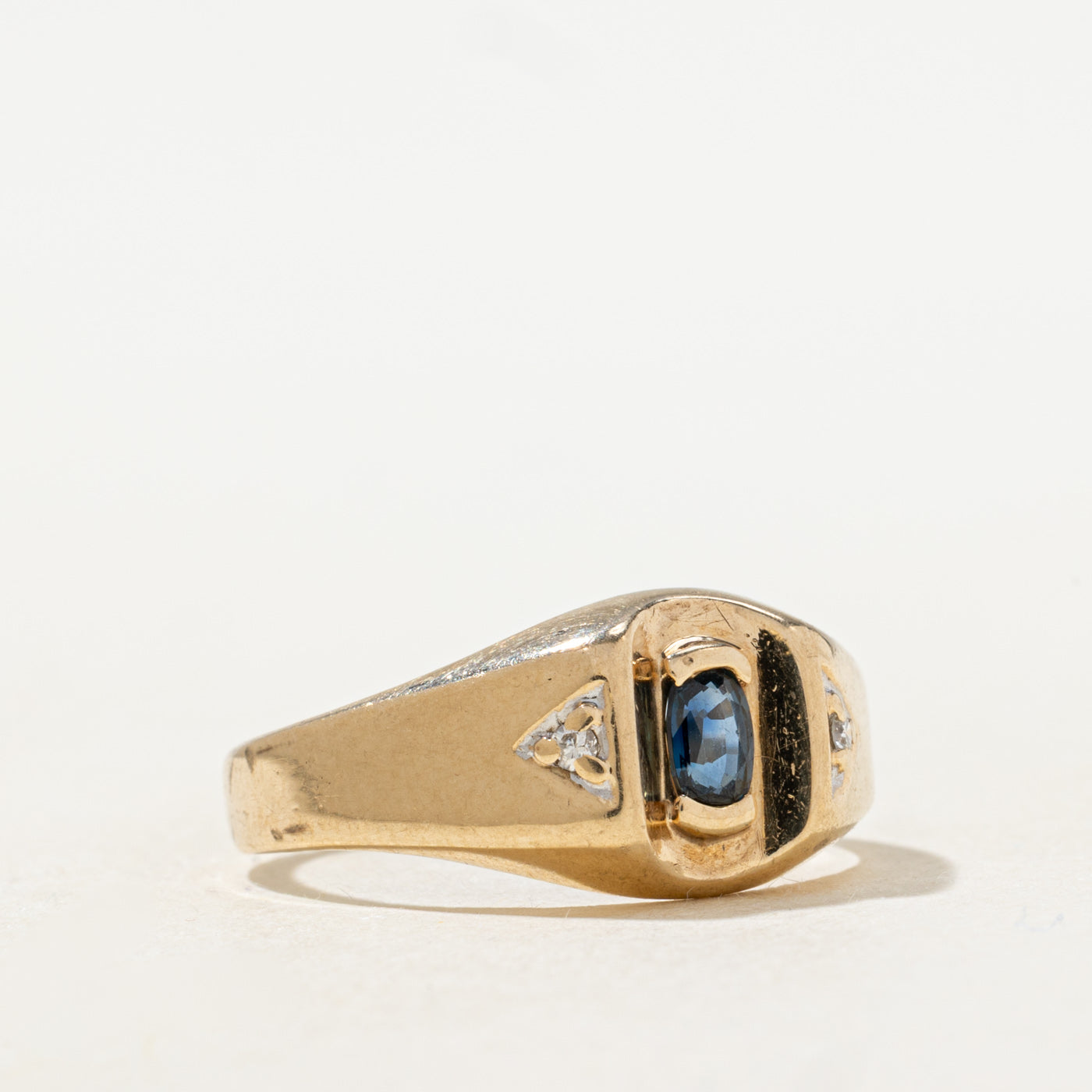 Oval Cut Sapphire & Diamond Accented Chunky Ring | SZ 8.25