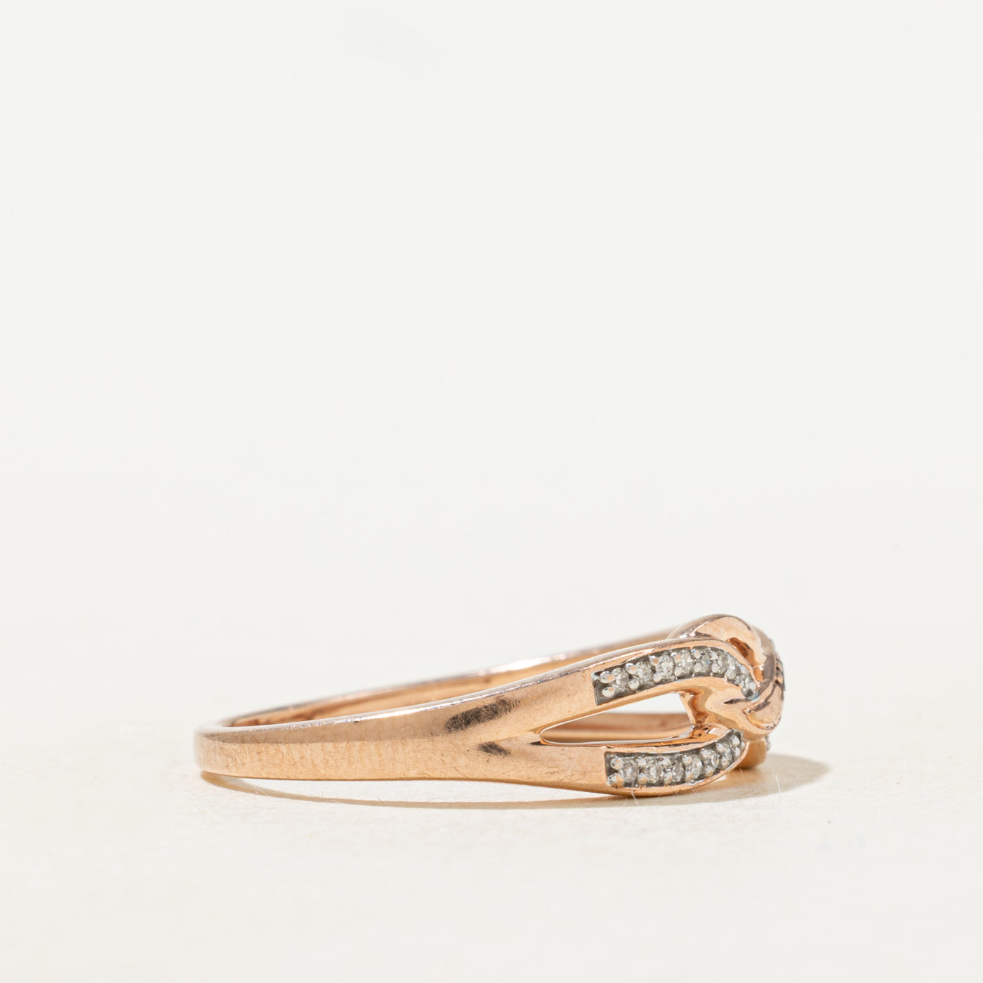 Bague croisée double en diamants blancs et bruns | Taille 7.0