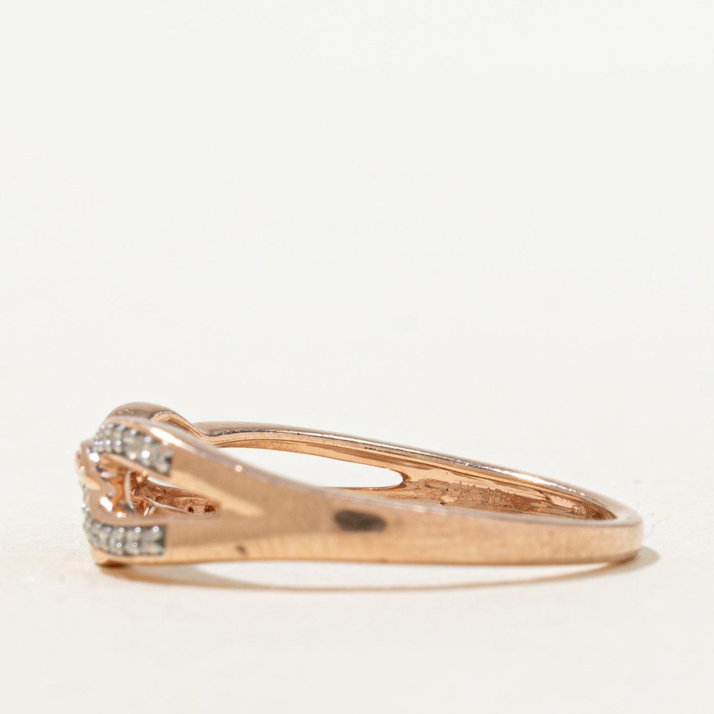 Bague croisée double en diamants blancs et bruns | Taille 7.0