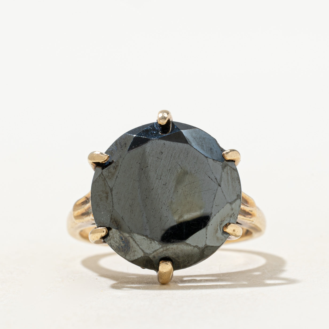 Bague cocktail solitaire en hématite | 8,00 ct | Taille 6,5