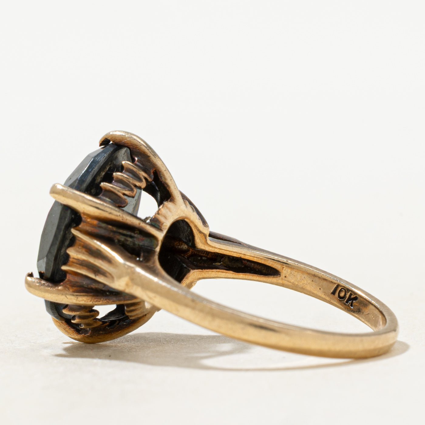 Bague cocktail solitaire en hématite | 8,00 ct | Taille 6,5