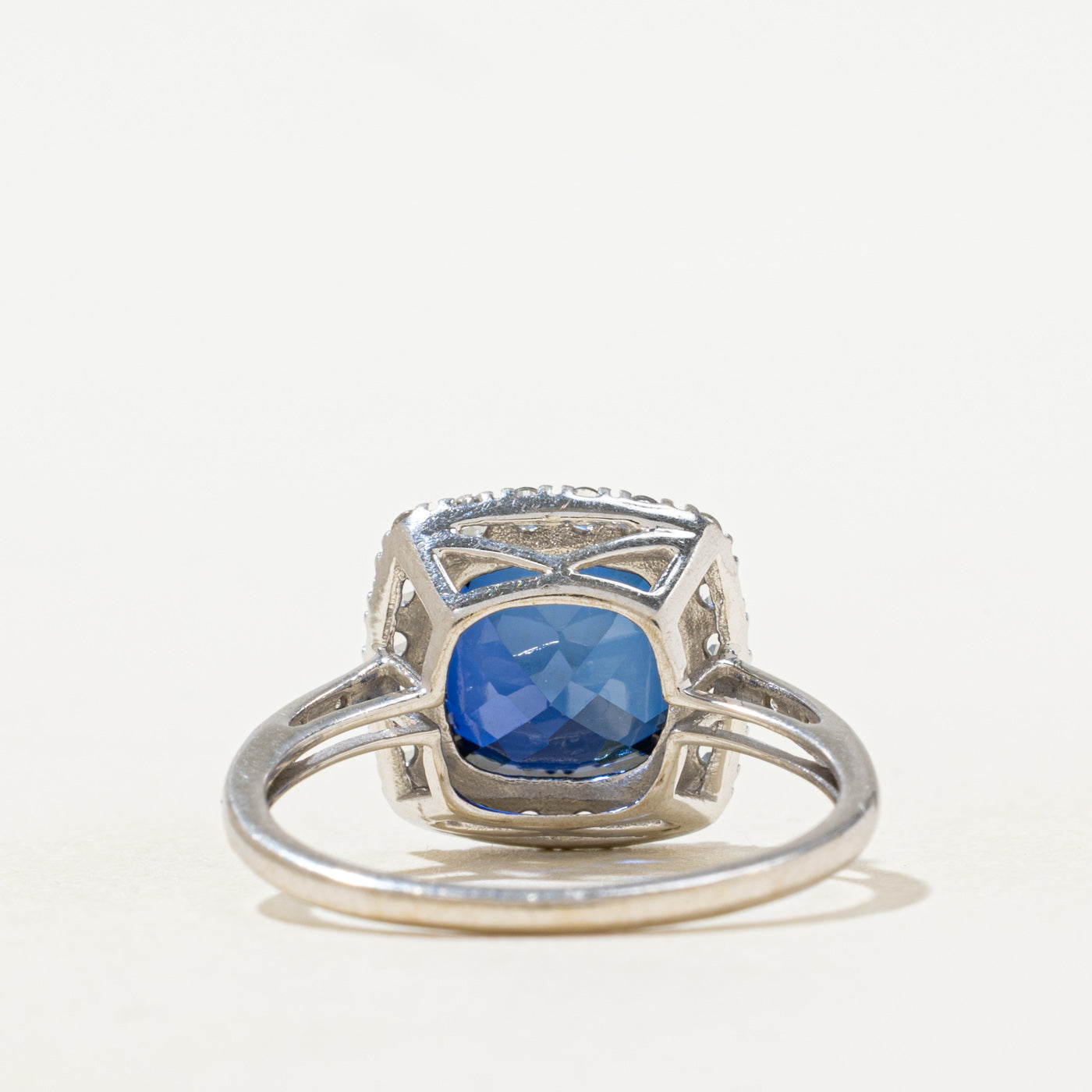 Synthetic Sapphire Halo Ring | 3.80ctw | SZ 7.0