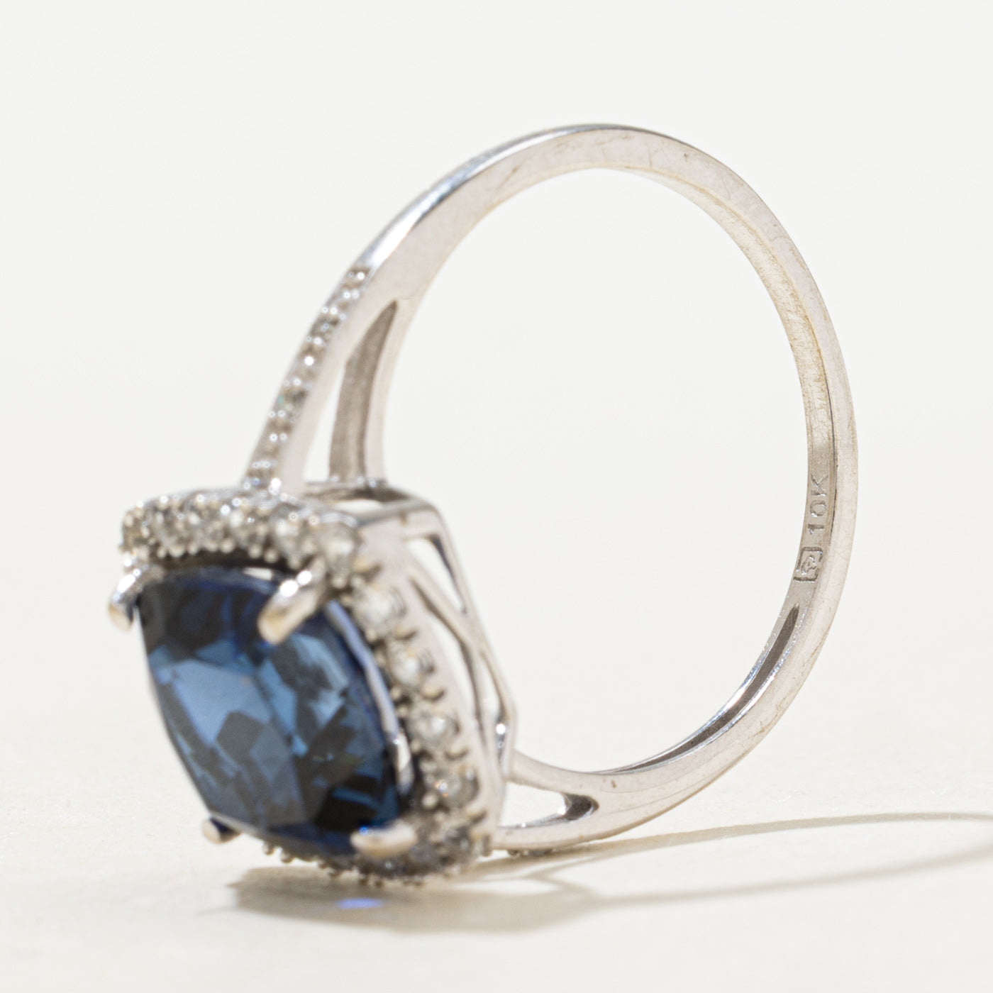 Synthetic Sapphire Halo Ring | 3.80ctw | SZ 7.0