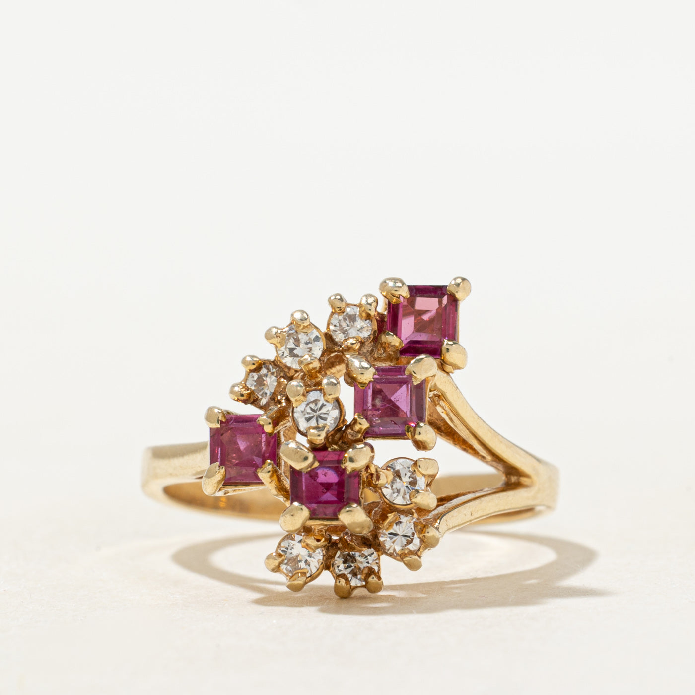 Ruby & Diamond Cluster Cocktail Ring | 0.60ctw, 0.18ctw | SZ 6.5