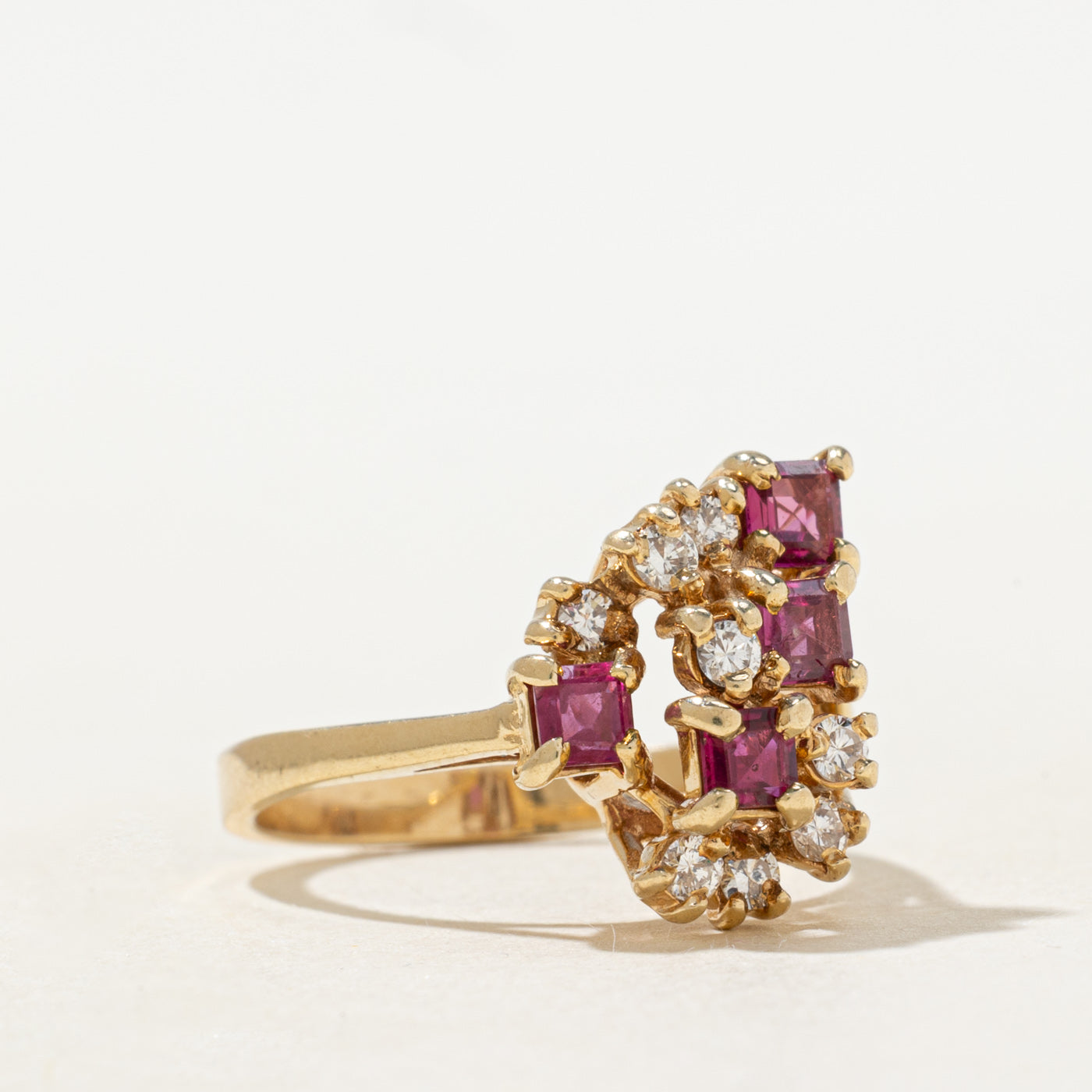Ruby & Diamond Cluster Cocktail Ring | 0.60ctw, 0.18ctw | SZ 6.5