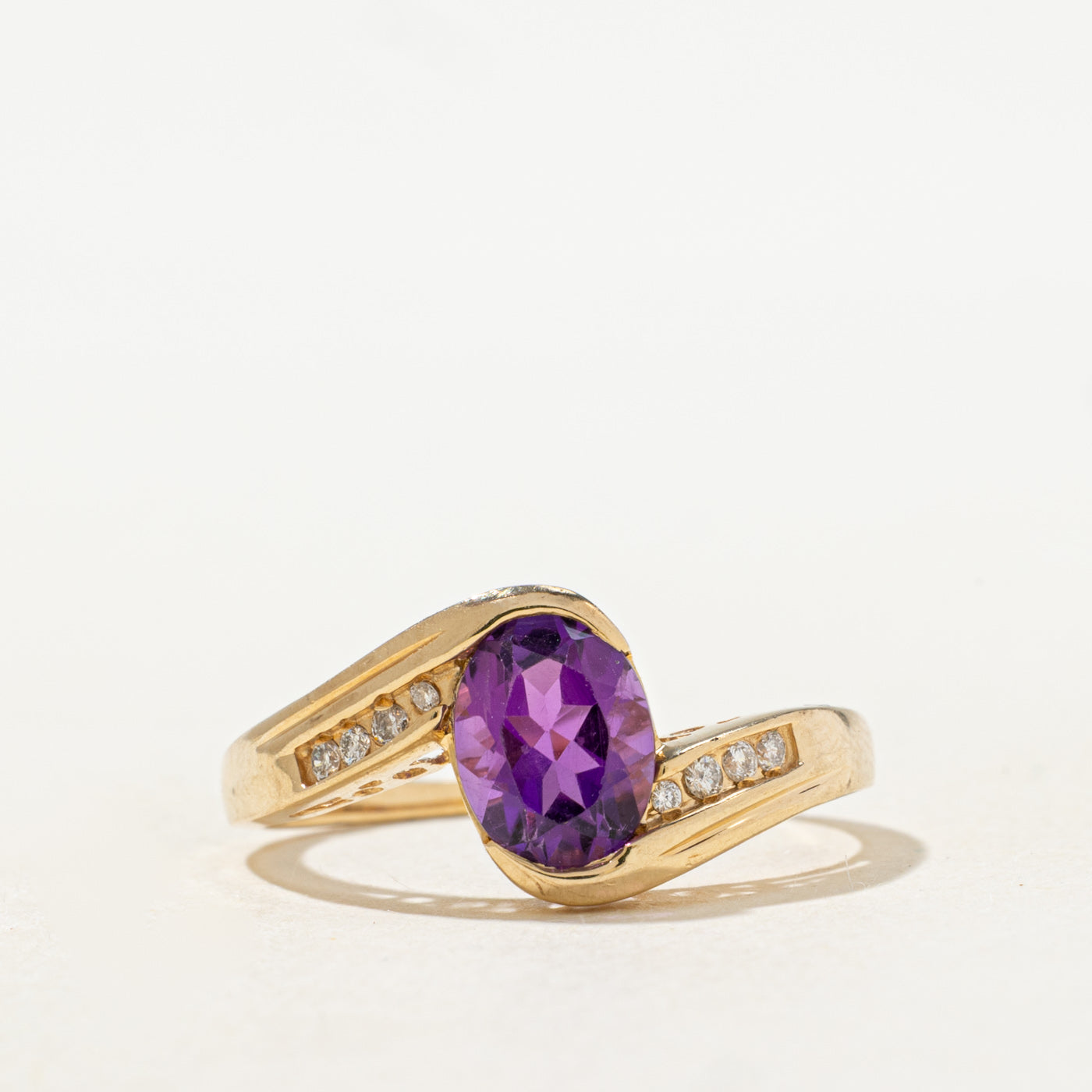 Amethyst & Diamond Bypass Ring | 1.0ct, 0.04ctw | SZ 8.0