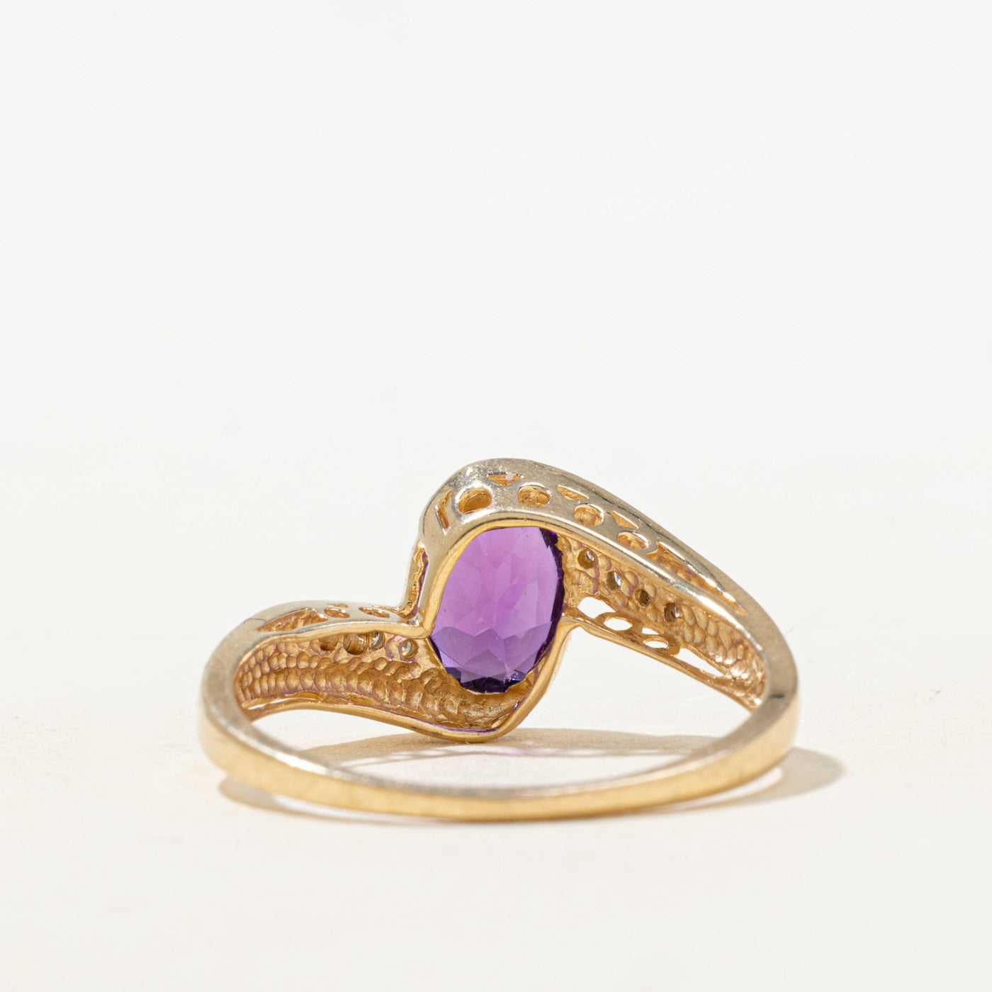 Amethyst & Diamond Bypass Ring | 1.0ct, 0.04ctw | SZ 8.0