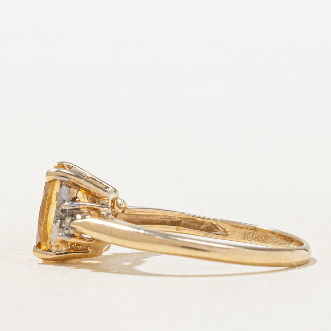 Oval Cut Citrine & Diamond Ring | 1.0ct, 0.03ctw | SZ 5.0